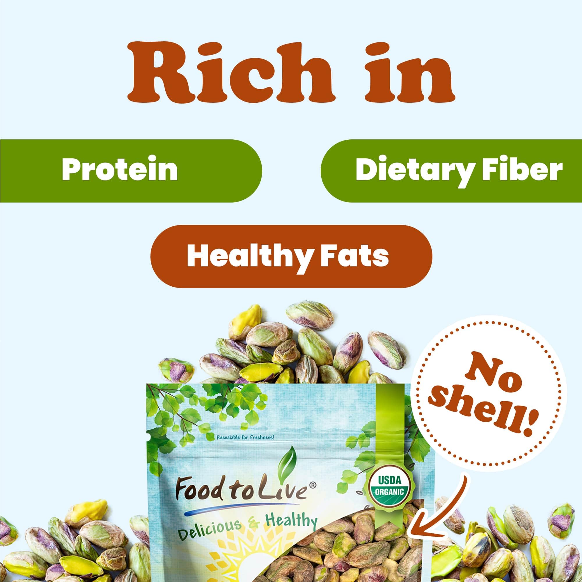 Organic Raw Pistachios Kernels No Shell – Non-GMO, Unsalted, Unroasted, Kosher Certified | High in Protein, Fiber & Healthy Fats | Perfect for Snacking, Baking, Salads & Healthy Recipes | Bulk 2lb Pack