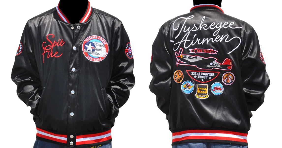 Mens Tuskegee Airmen Red Tails Satin Jacket - Fraternity & Casual Wear