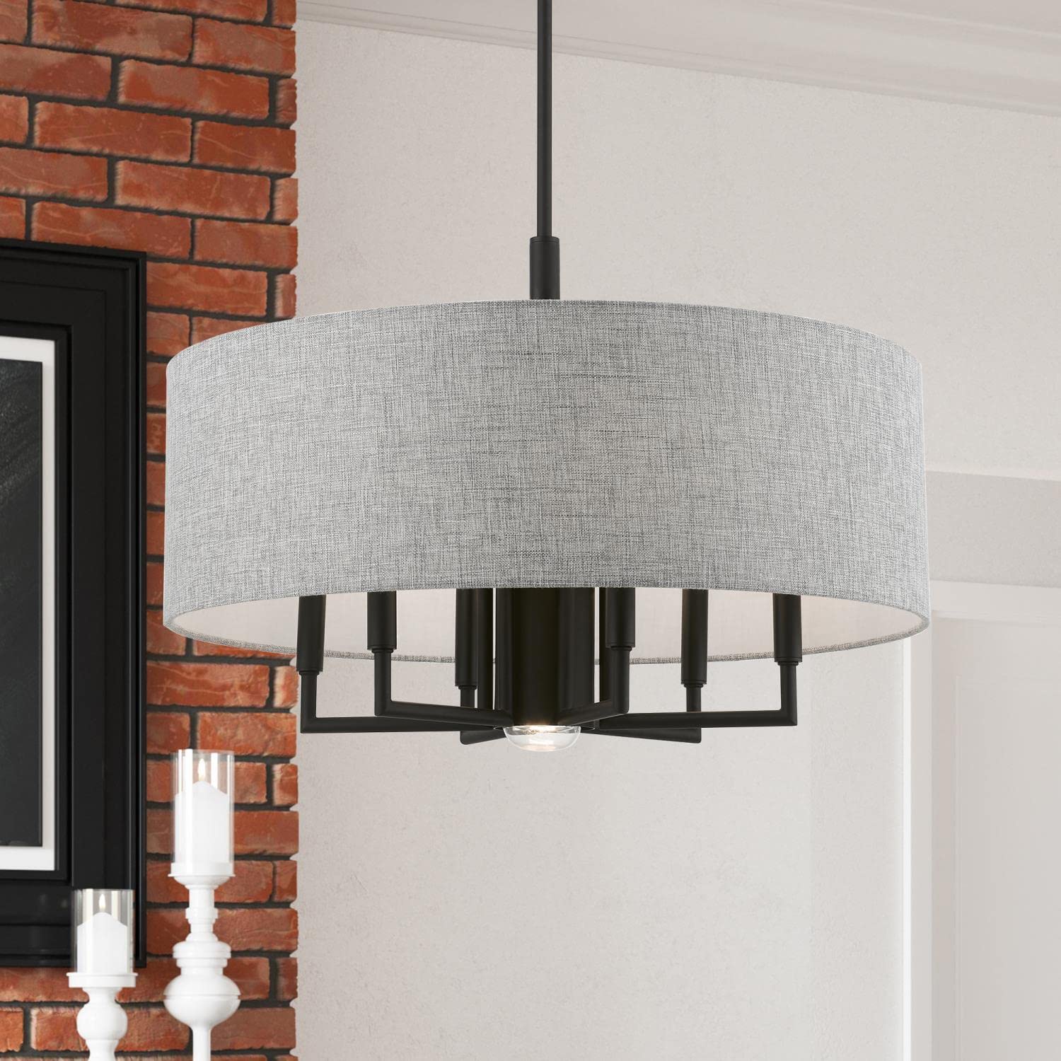 Livex Lighting 46736-04 Dakota Black Pendant Chandelier - Modern Ceiling Light Fixture for Dining Room, Kitchen Island or Bedroom