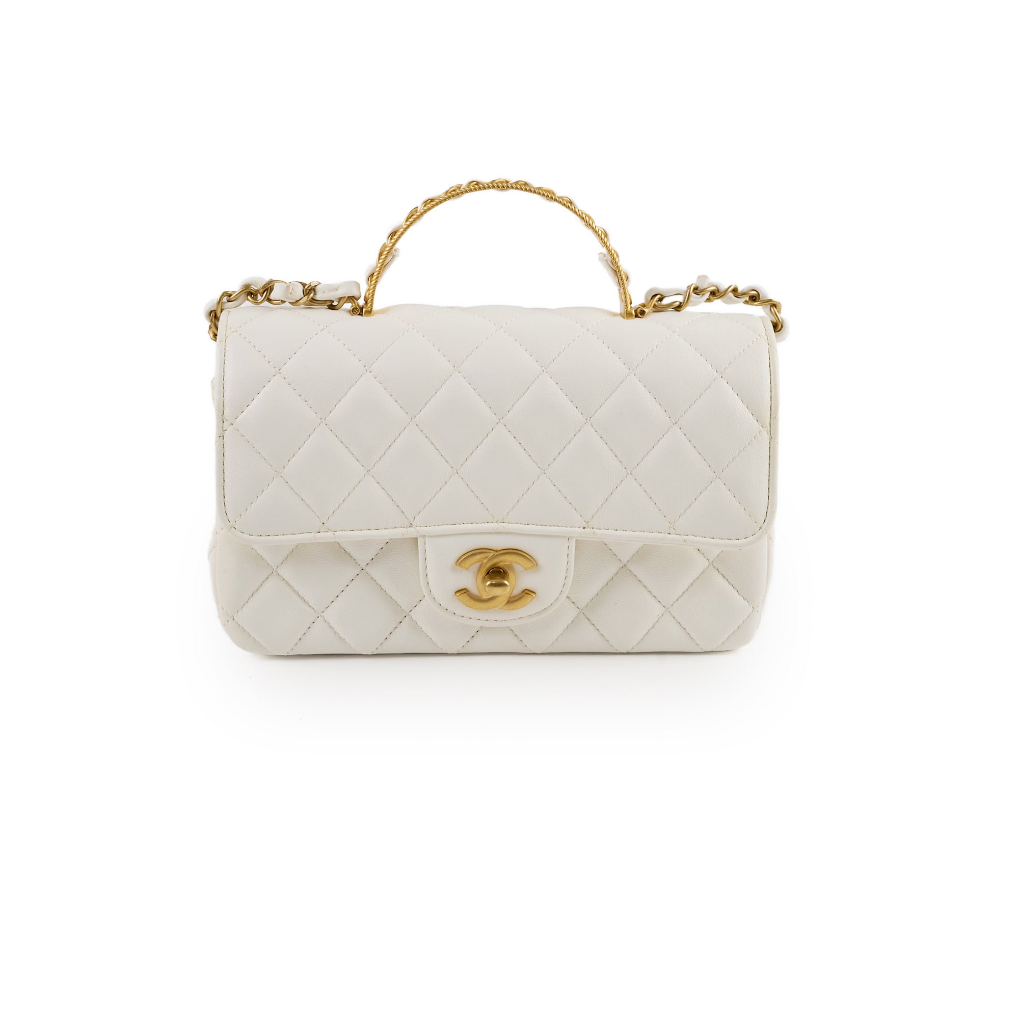 Chanel Mini Rectangle Top Handle Bag - Genuine Lambskin Leather with Microchip - Perfect for Evening Parties, Date Nights & Luxury Gift Giving
