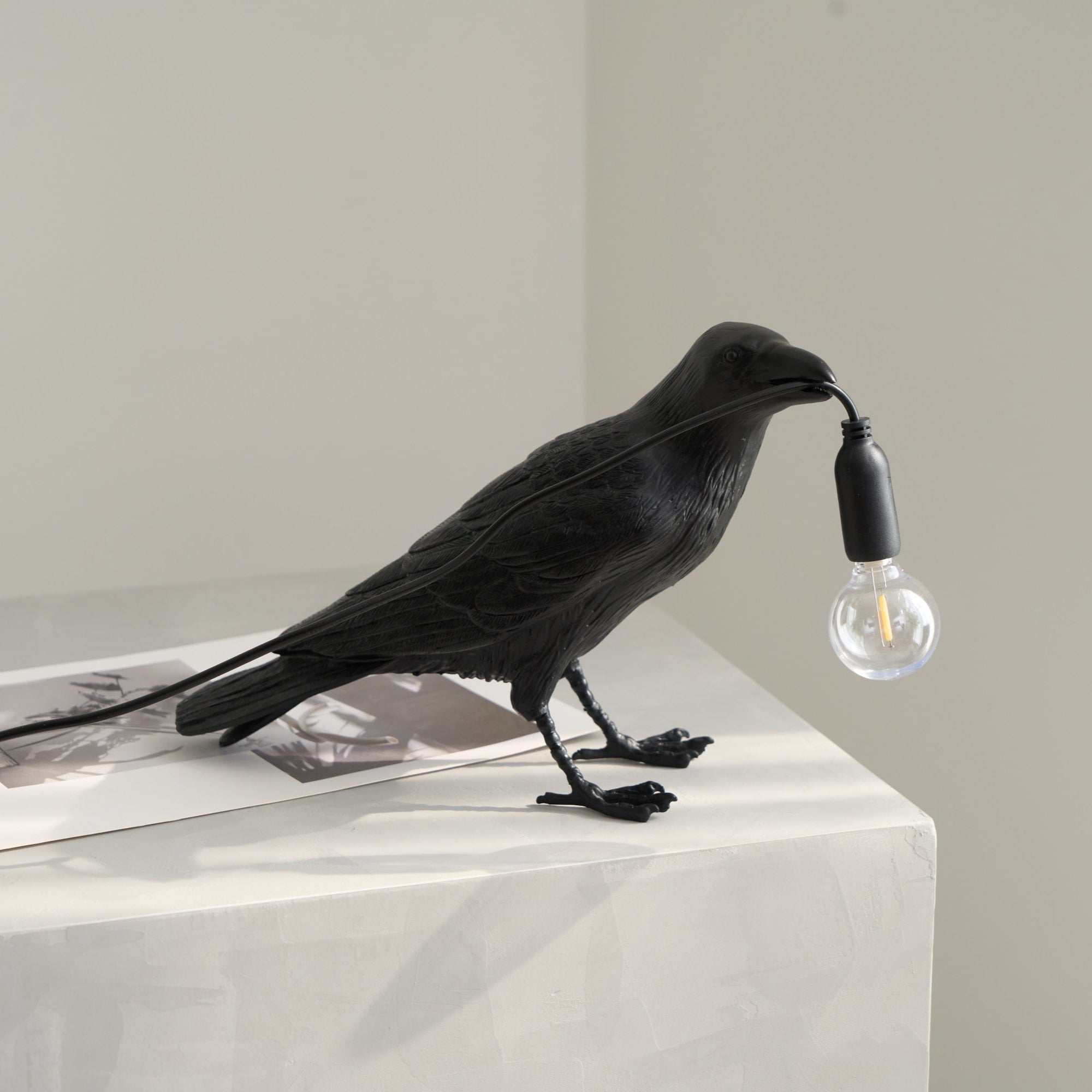 Raven Resin Table Lamp - Modern Gothic Home Decor for Bedroom, Living Room, Office - Handcrafted Night Light with Adjustable Brightness for Reading & Relaxation