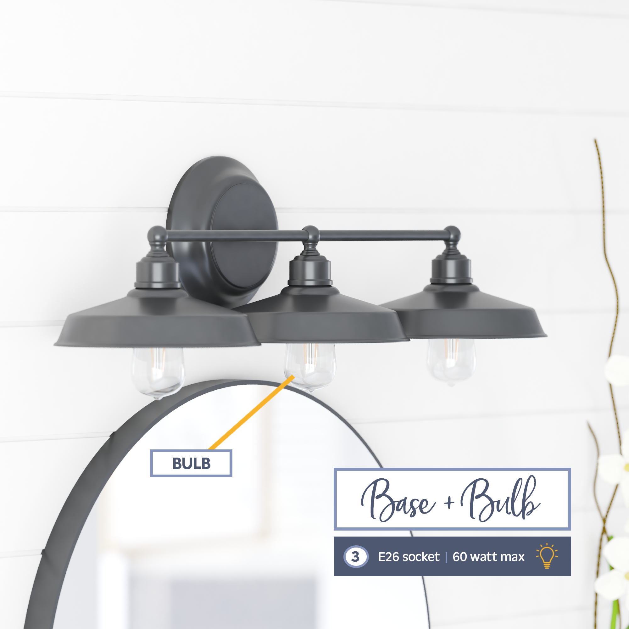 Lyndan 3-Light Vanity Light Fixture in Matte Black - Perfect for Bathroom, Bedroom, and Dressing Room Lighting