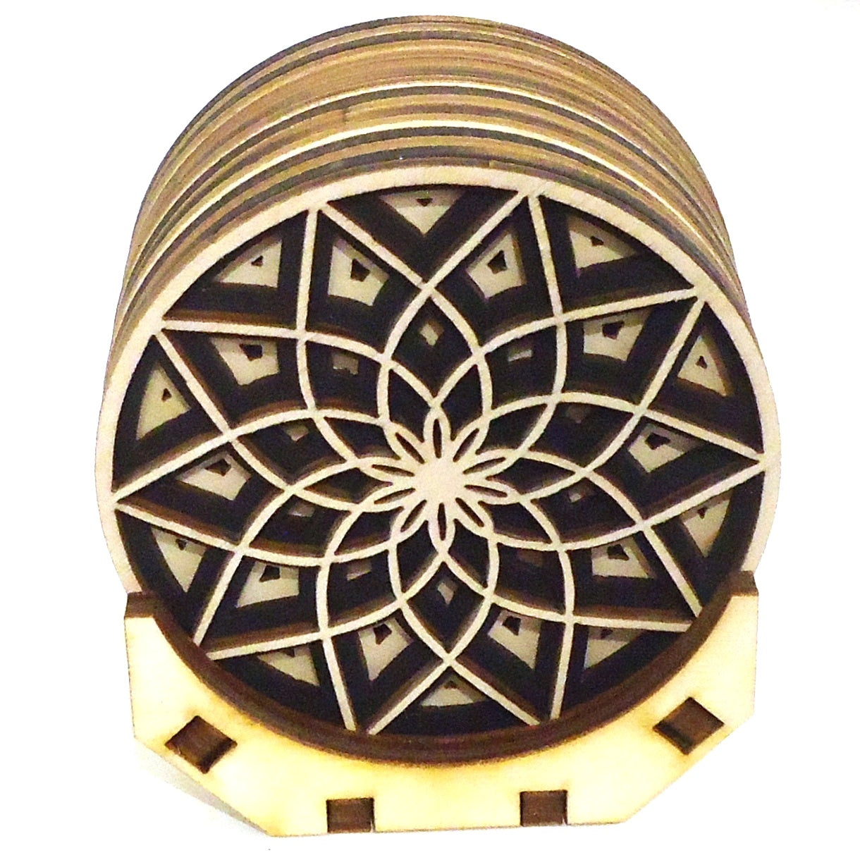 Baltic by Design Coaster Set - Premium Wooden Drink Coasters with Star Pattern for Coffee Tables & Home Decor