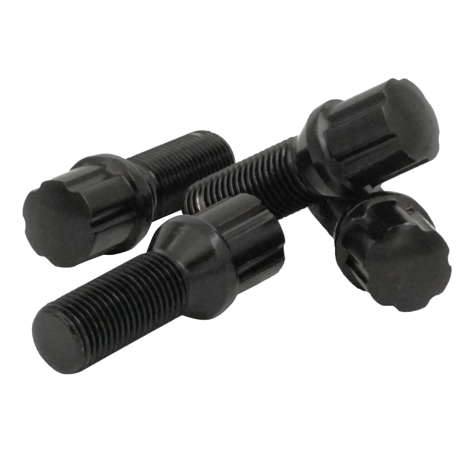 14x1.5mm Black Heat Treated Conical Seat Lug Bolts - 17mm Hex Head (20-Piece Set with Key) - Perfect for Wheel Installation & Automotive Repairs