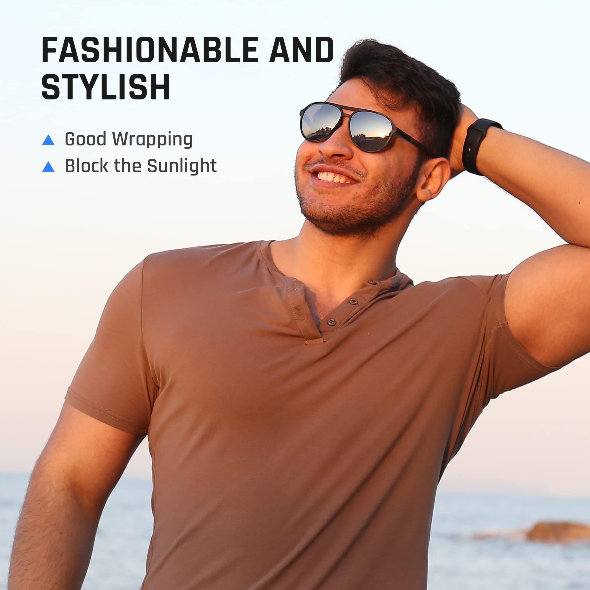 Polarized Aviator Sunglasses for Men & Women - UV Protection, Lightweight TR75 Frame for Fishing, Boating, Beach, Golf & Driving | Sporty Style for Outdoor Activities & Summer Fashion
