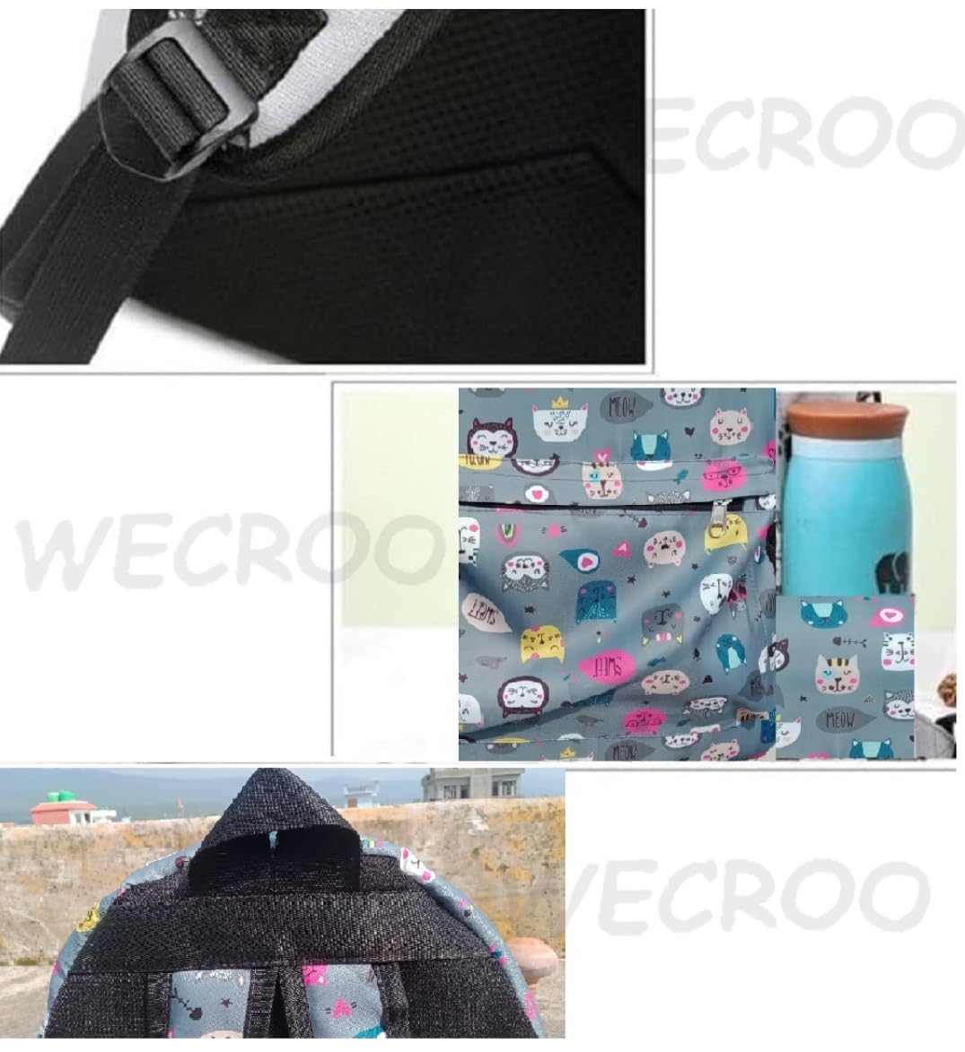Stylish Grey Kitty Women's Casual Backpack - Water Resistant Lightweight Mini Bag for College Girls | Trendy School Backpack, Travel & Daily Use