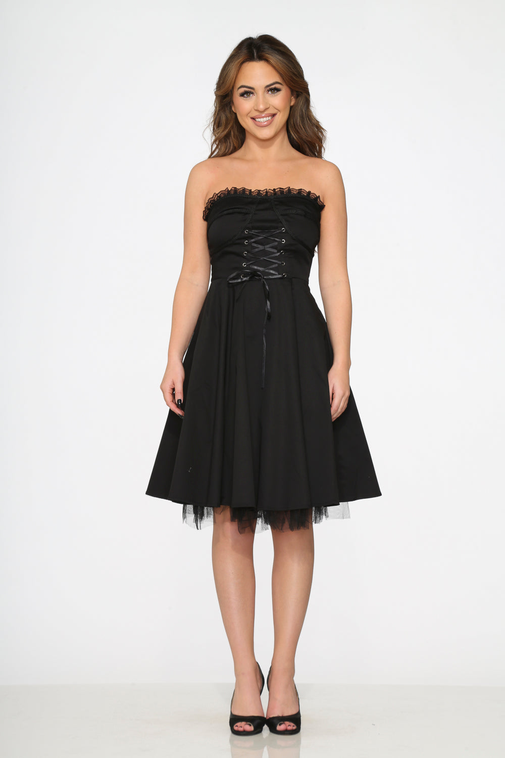 Strapless Black Swing Dress for Women - Elegant Sleeveless Party Dress for Night Out, Cocktail Party & Special Occasions