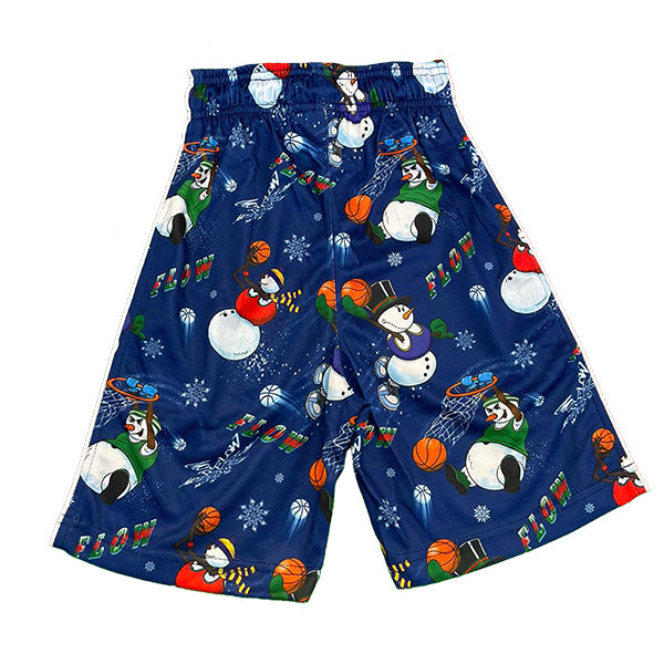 Boys Snowman Frosty Basketball Shorts - Cute Holiday Themed Athletic Shorts for Kids - Perfect for Christmas, Winter Sports & Casual Wear