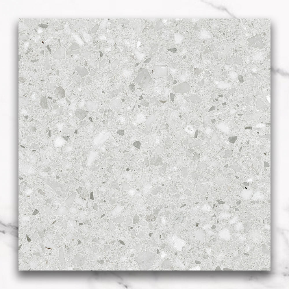 Modena White 300x300mm Matte Terrazzo Porcelain Tile - Premium Flooring & Wall Tiles for Bathroom, Kitchen & Living Room Decoration