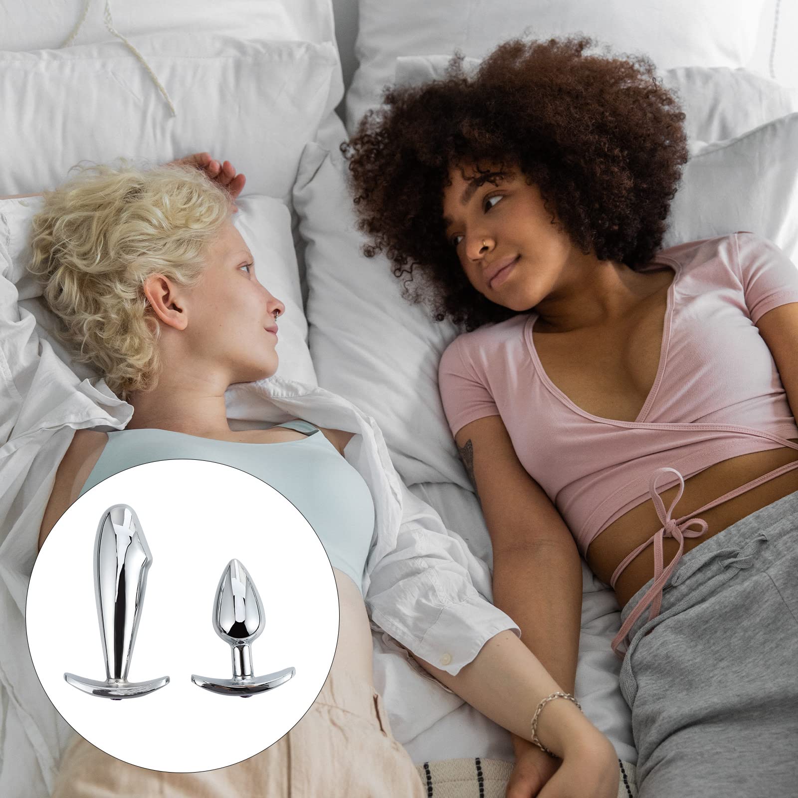 2Pcs Stainless Steel Butt Plug - Small Anal Sex Toy for Couples & Solo Play (10x5cm) - Perfect for BDSM, Roleplay & Sensual Exploration