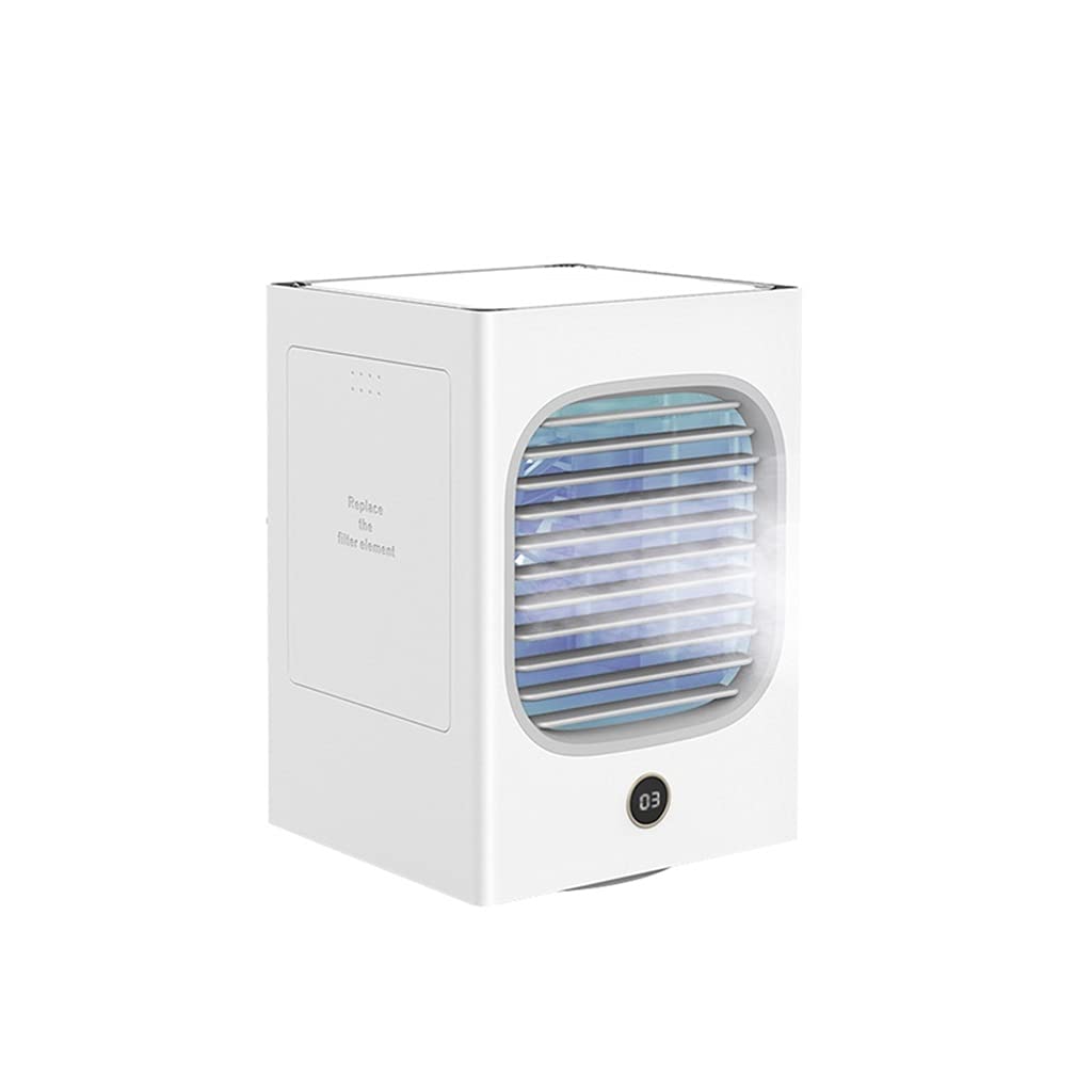 GPPZM Portable Air Cooler Fan - Mini Desktop Air Conditioner for Home, Office & Room Cooling - USB Charging Personal Fan - White - Perfect for Bedroom, Workspace & Travel Use