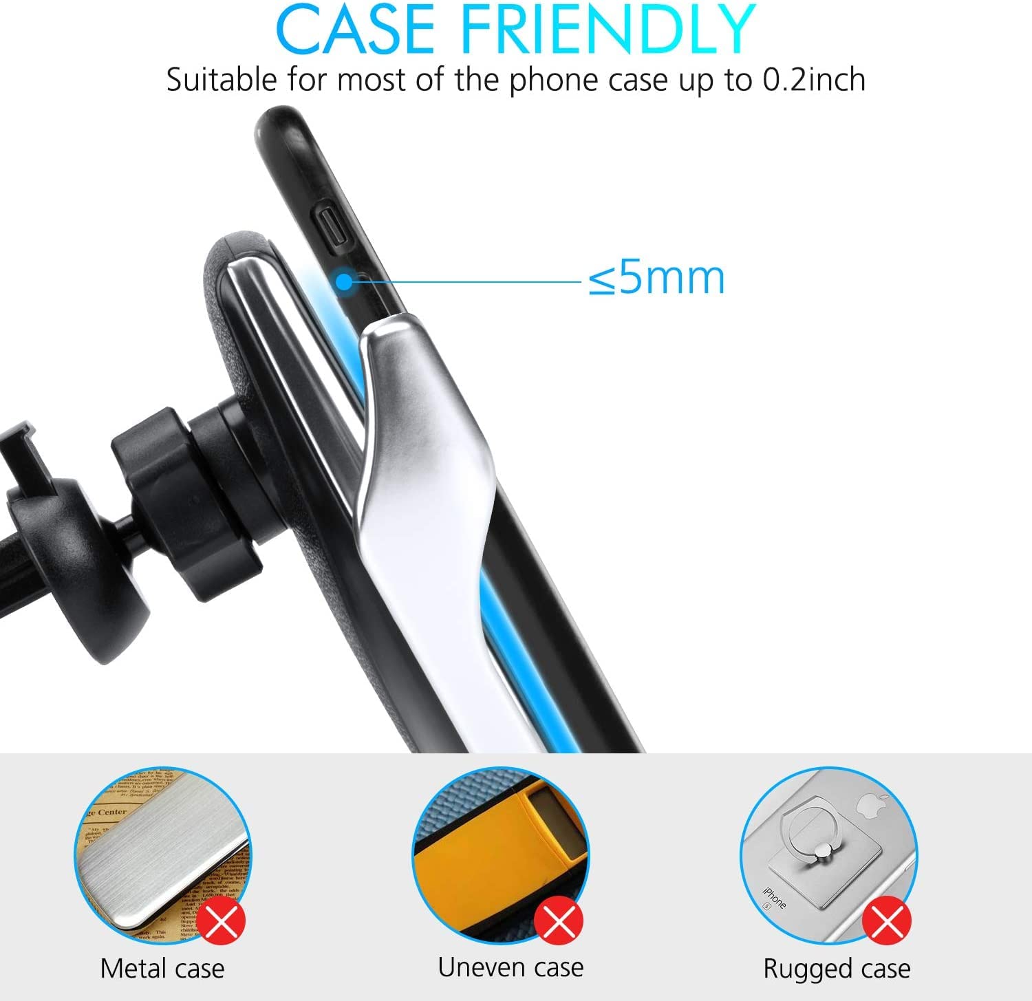 15W Fast Wireless Car Charger Mount - Auto Clamping Phone Holder for iPhone 13/12/11/XS/XR/X/8 & Samsung S21/S20/S10/Note10/Note9 - Dashboard & Air Vent Compatible - Perfect for Road Trips & Daily Commuting