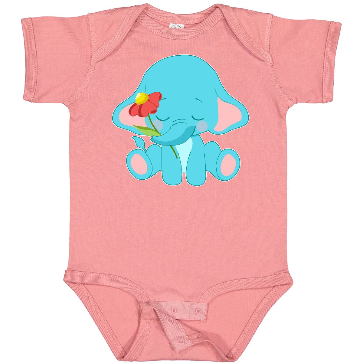 Cute Baby Elephant with Flower Baby Bodysuit - Adorable Animal Print Onesie for Newborns & Infants | Perfect for Playdates, Photo Shoots & Everyday Wear