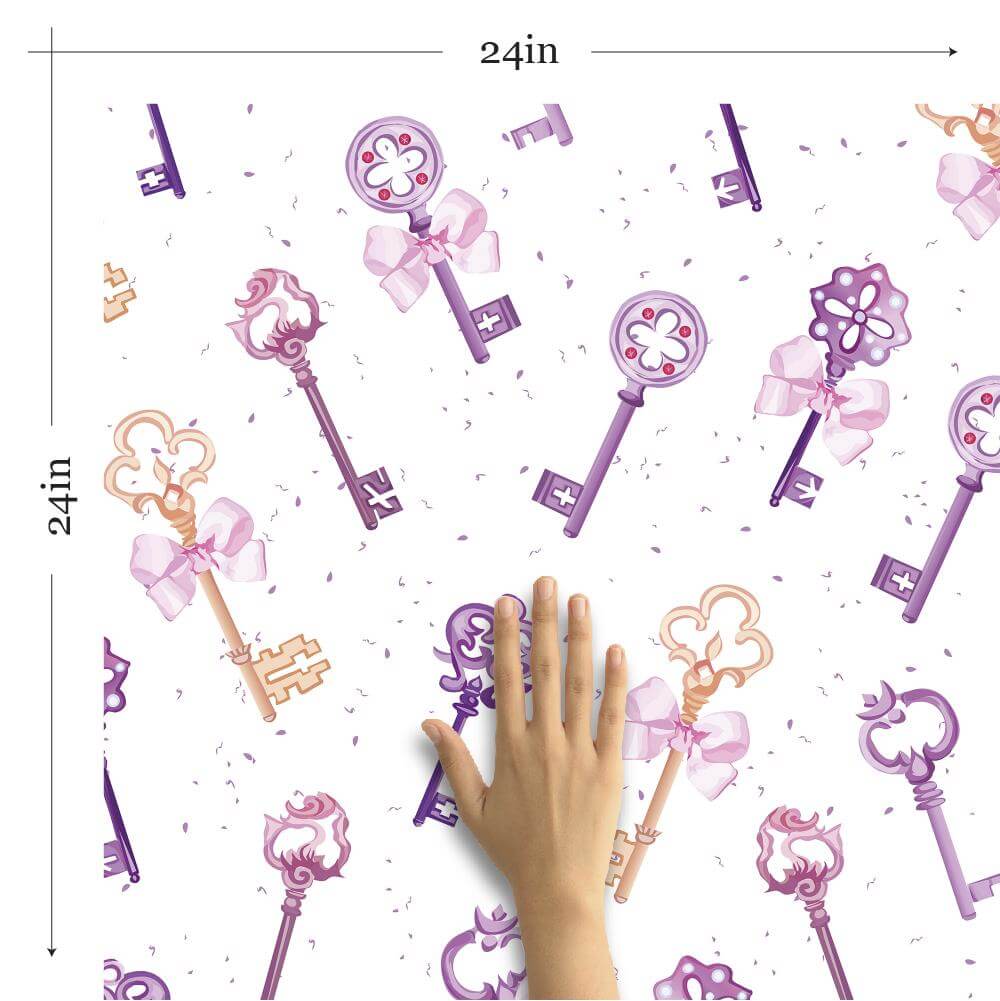 Gold and Purple Floral Peel and Stick Removable Wallpaper for Kids Room - Self-Adhesive Decorative Wall Covering for Nursery, Bedroom, Playroom & Dorm Decor