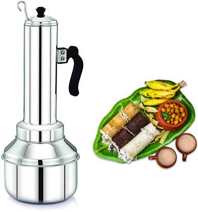 Premium Stainless Steel Puttu Maker - 1.5L Puttu Kodam, Chiratta Puttu Kutti, Puttu Cooker & Steamer for Home & Kitchen | Perfect for Traditional Kerala Breakfast, Healthy Snacks & Gluten-Free Cooking