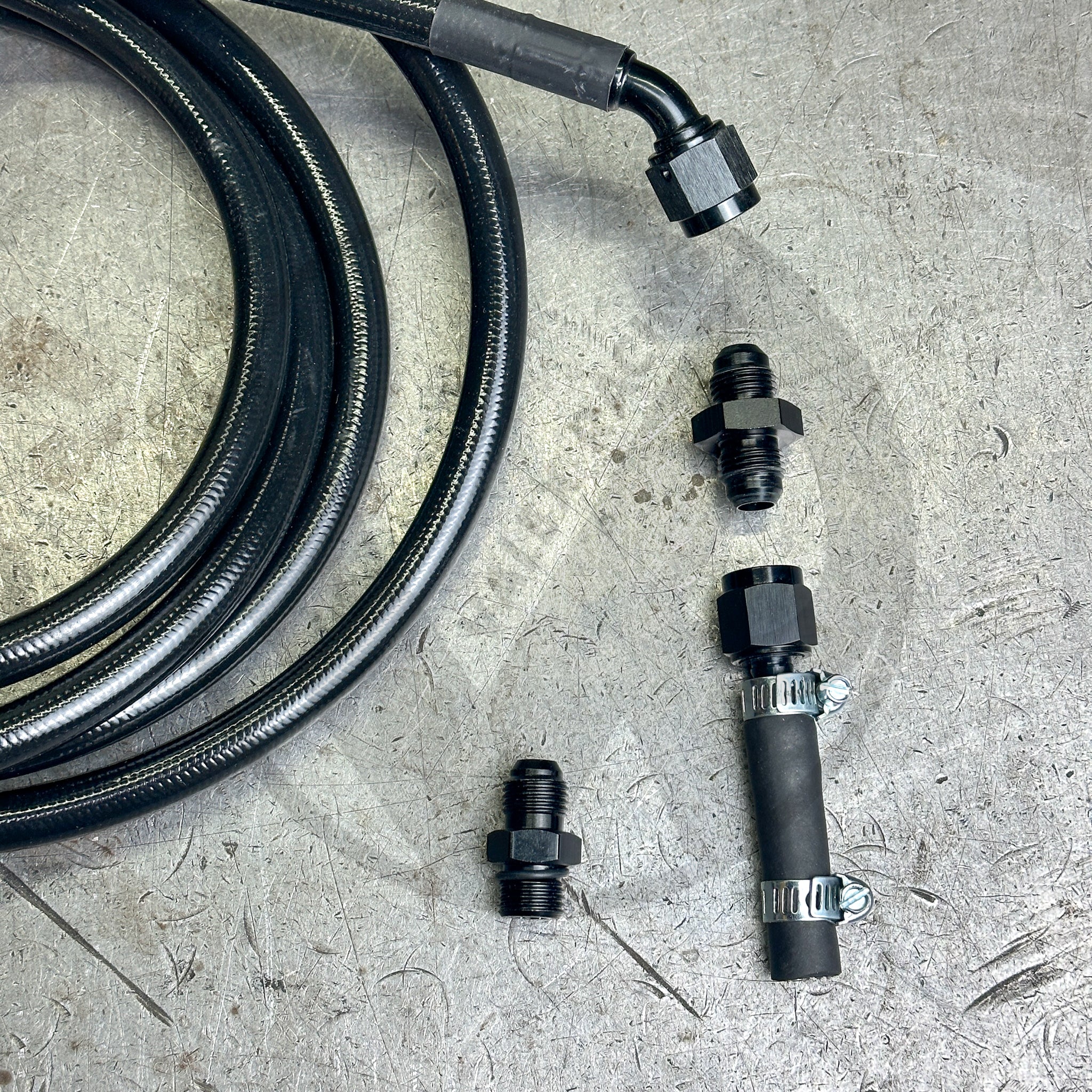 96-00 Honda Civic E85 Compatible Black Stainless Steel Fuel Lines Kit - 6AN Bolt-On Upgrade for Performance & Racing Applications