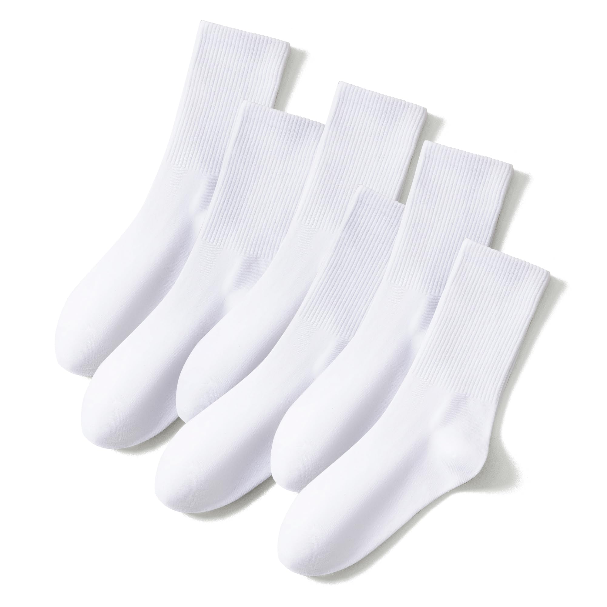 Velice Women's White Crew Socks - 6 Pairs Soft Cotton Thin Casual Calf Socks for Everyday Wear, Workout & Office Use