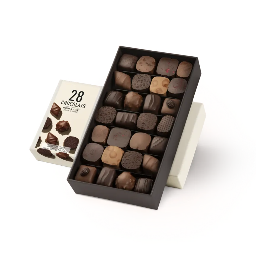 Michel Cluizel 28-Piece Premium Chocolate Gift Box - Assorted Gourmet Bonbons for Holidays, Birthdays & Corporate Gifting