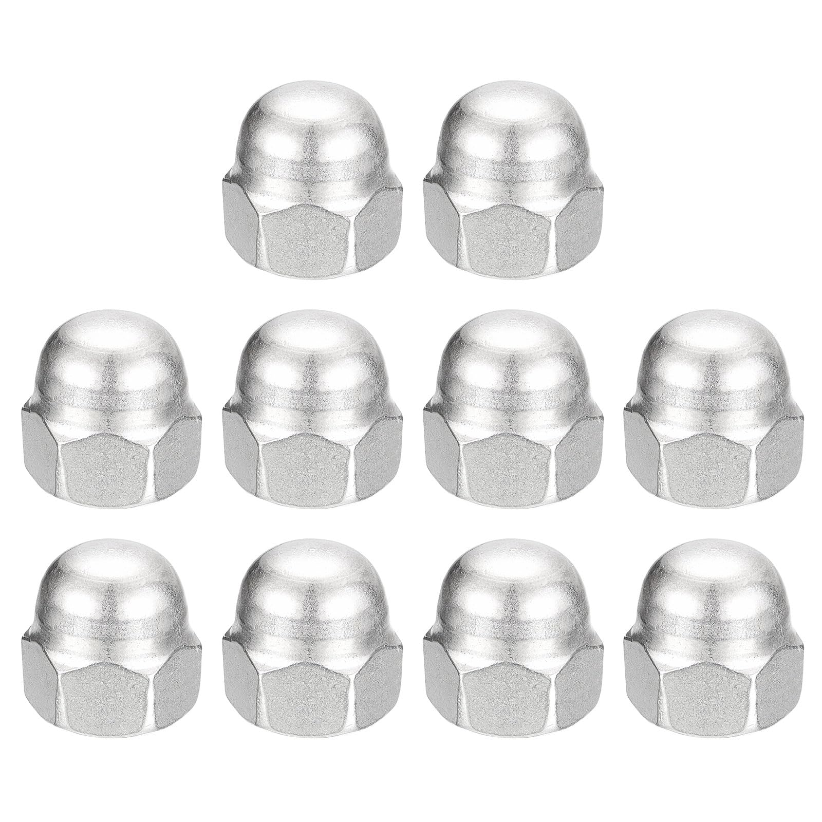 uxcell 1/2-13 Acorn Cap Nuts, 10pcs - 304 Stainless Steel Hex Dome Head Nuts for Fasteners & Hardware (Silver) | Ideal for Automotive, Furniture & DIY Projects