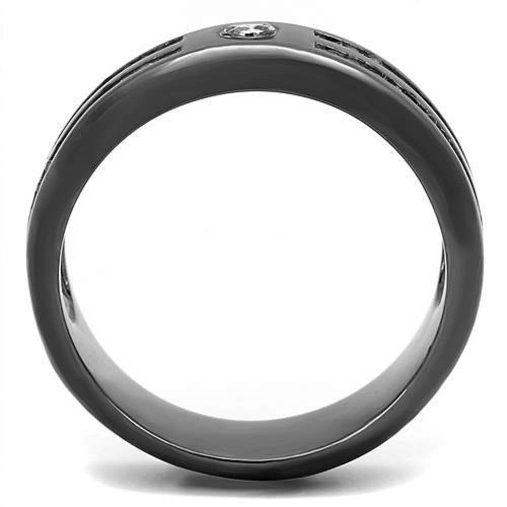 WildKlass Black Stainless Steel Ring for Men with CZ Stones - Perfect for Gifts & Parties