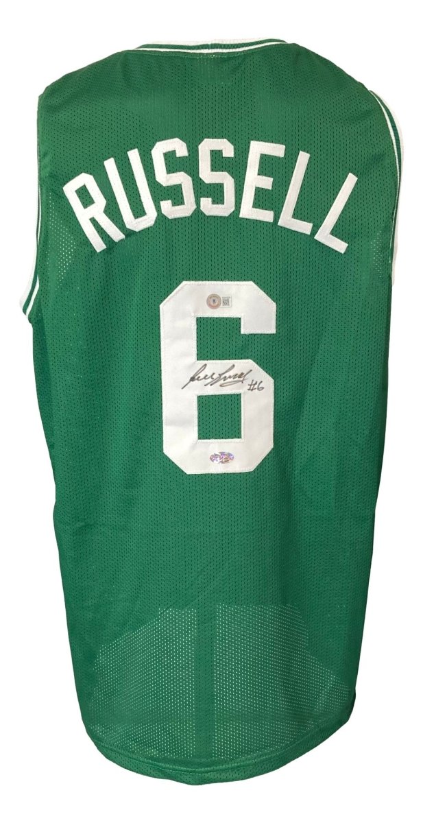 Authentic Bill Russell Boston Celtics Signed Green Basketball Jersey with LOA - Perfect for Sports Memorabilia Collectors and Celtics Fans Display