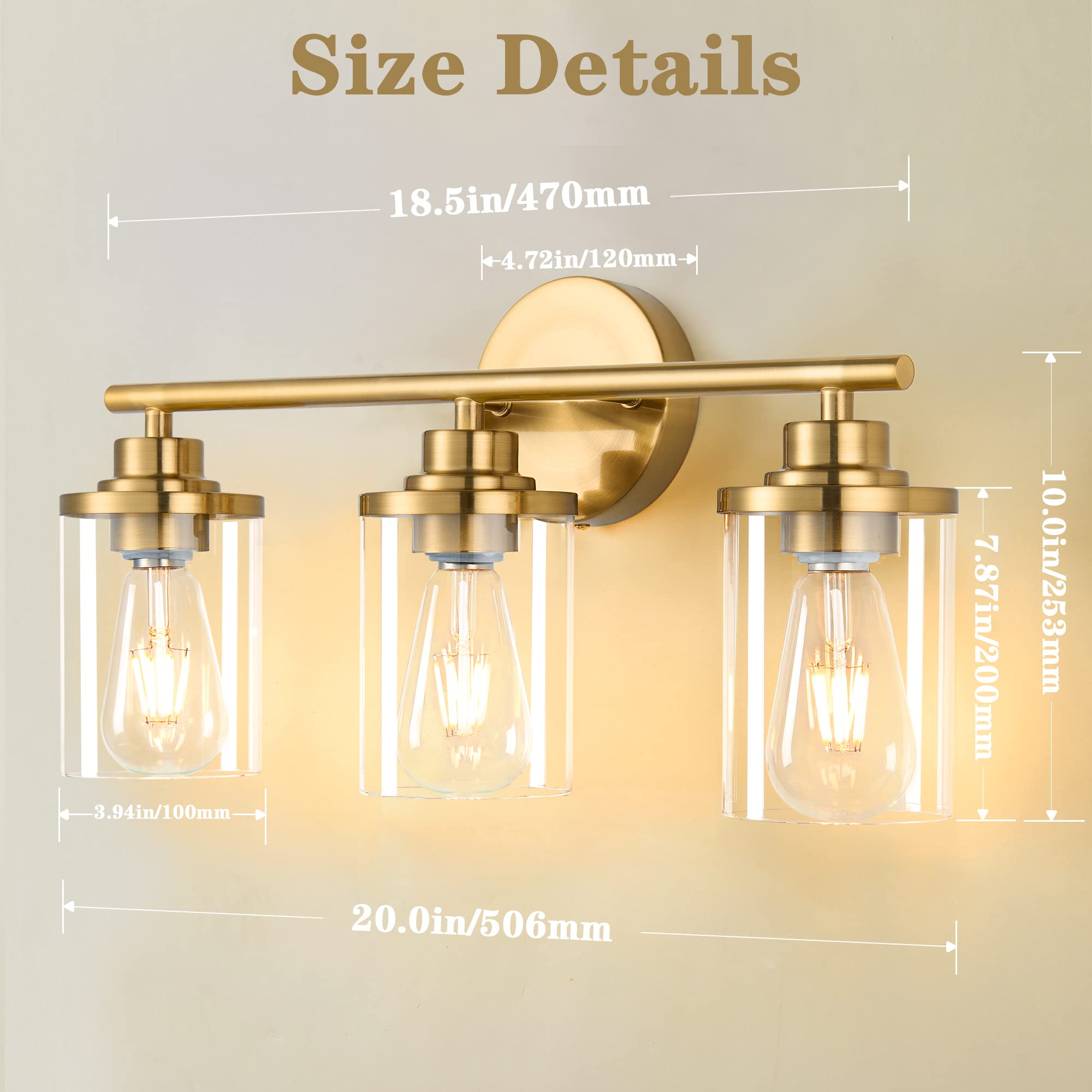 Modern Brushed Gold Vanity Light Fixture - 20