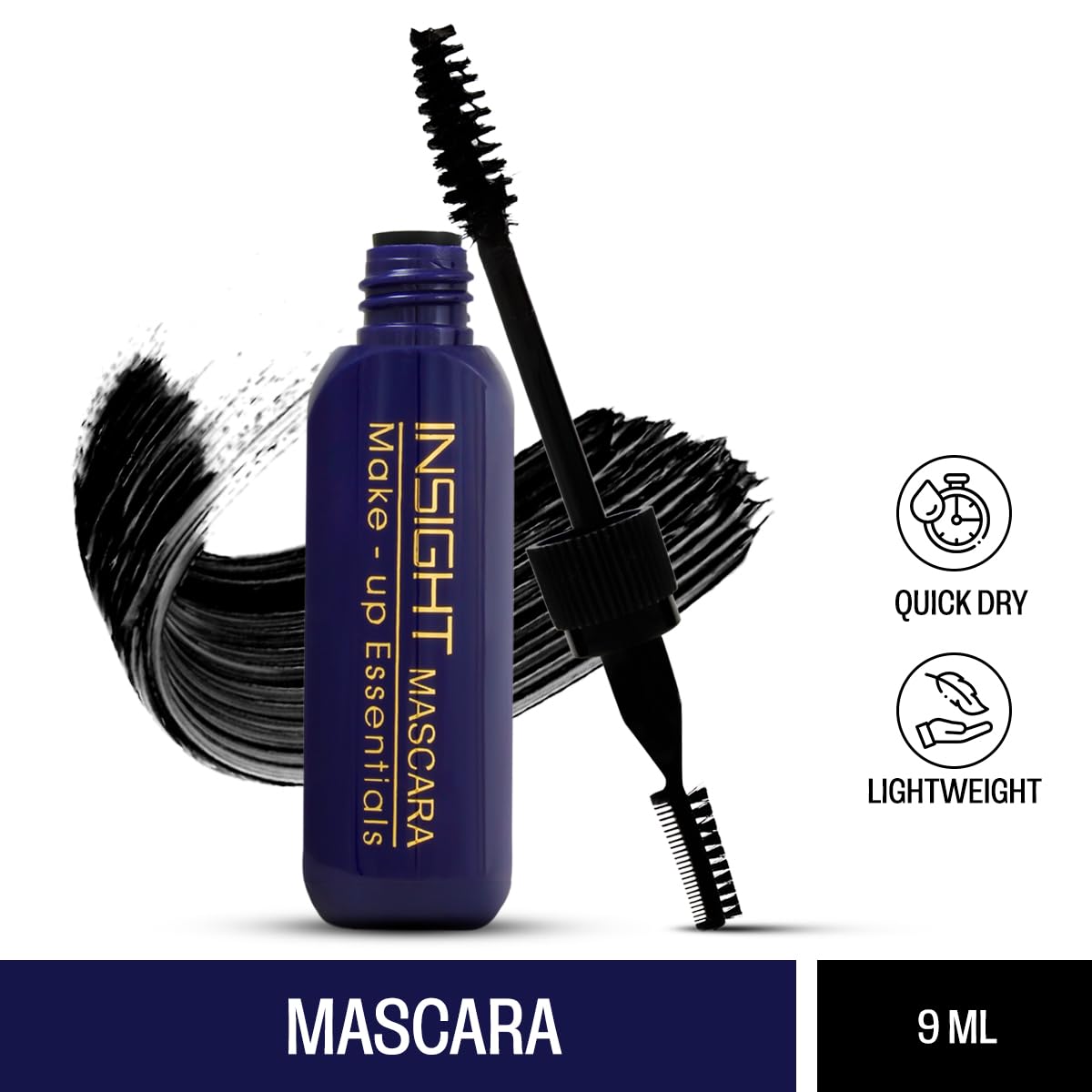Insight Cosmetics Volumizing & Lengthening Mascara - Waterproof, Long-Lasting, Highly Pigmented for Dramatic Curled Lashes (MAS202) | Perfect for Everyday Wear, Special Occasions & Photo Shoots