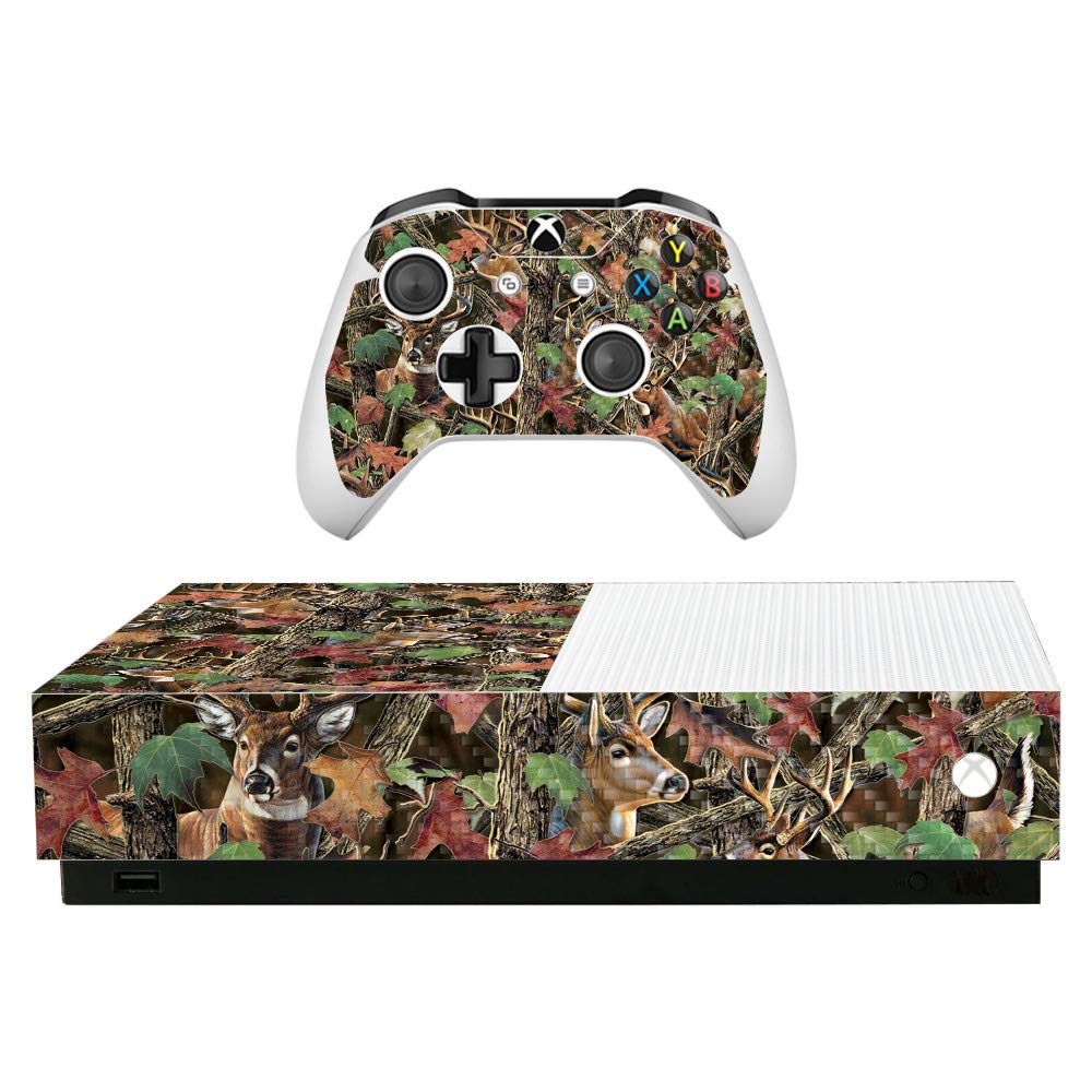 Premium Carbon Fiber Skin for Microsoft Xbox One S All-Digital Edition - Buck Camo Design | Protective & Durable Textured Cover | Easy to Apply, Remove & Change Styles | Made in USA | Perfect for Gaming Protection & Customization
