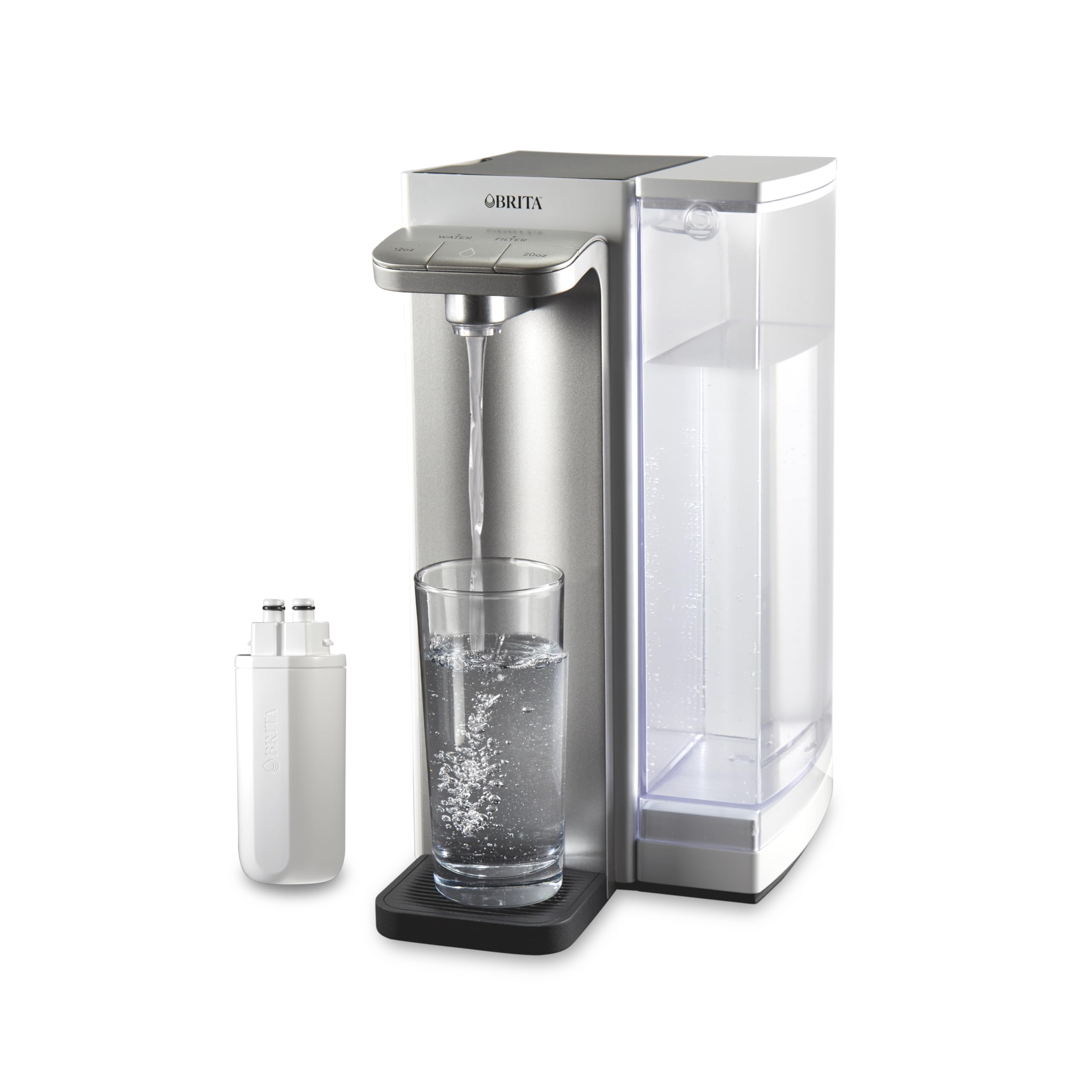 Brita Hub Instant Powerful Countertop Water Filter System - 12 Cup Capacity, Reduces 70+ Contaminants, Includes 6-Month Carbon Block Filter (White) - Perfect for Kitchen, Office & RV Use