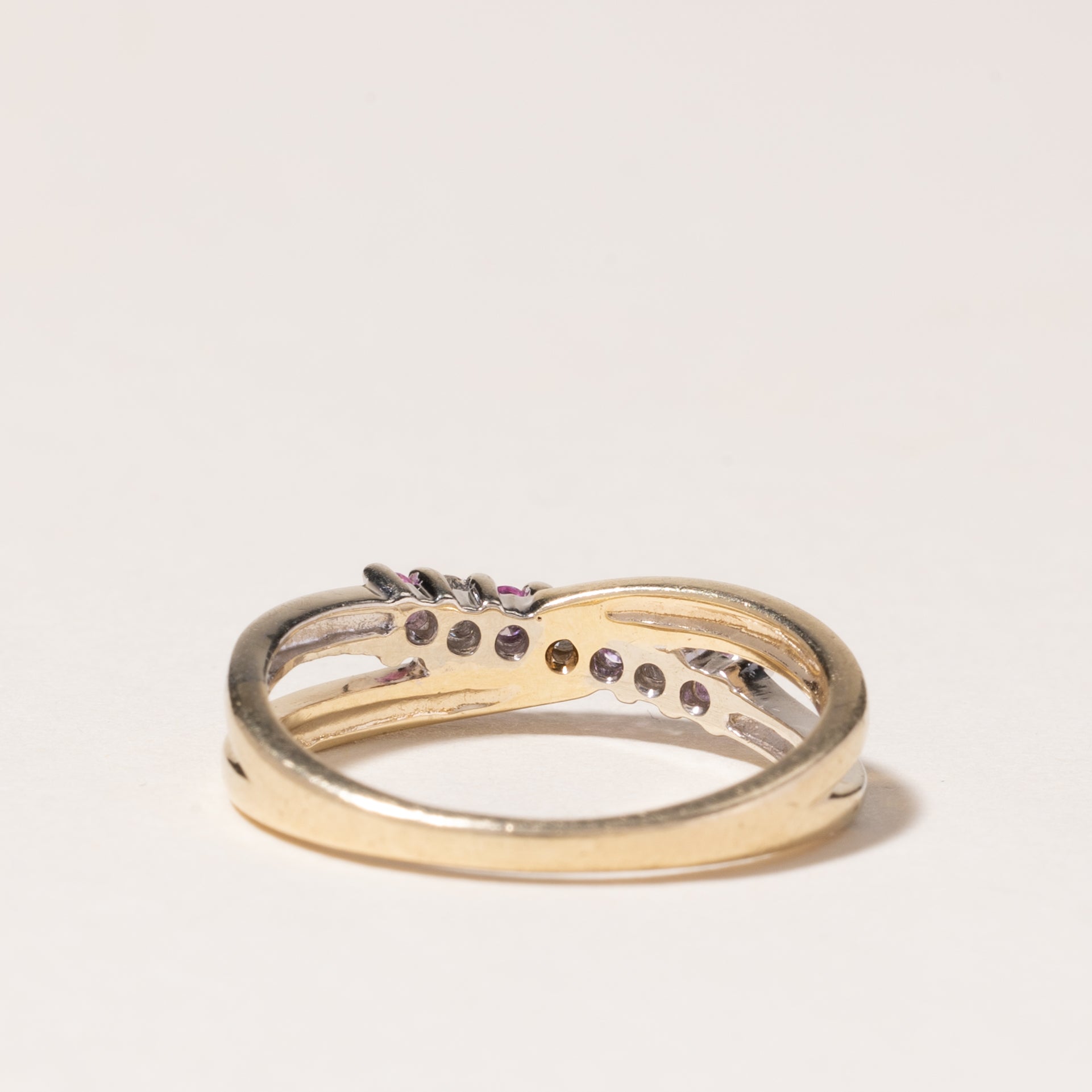10K Yellow Gold Pink Topaz & Diamond Ring - 0.11ctw Total Weight, 0.06ctw Diamonds - Size 5.75 - Elegant Birthstone Jewelry for Women, Perfect Gift for Anniversary, Valentine's Day or Special Occasions