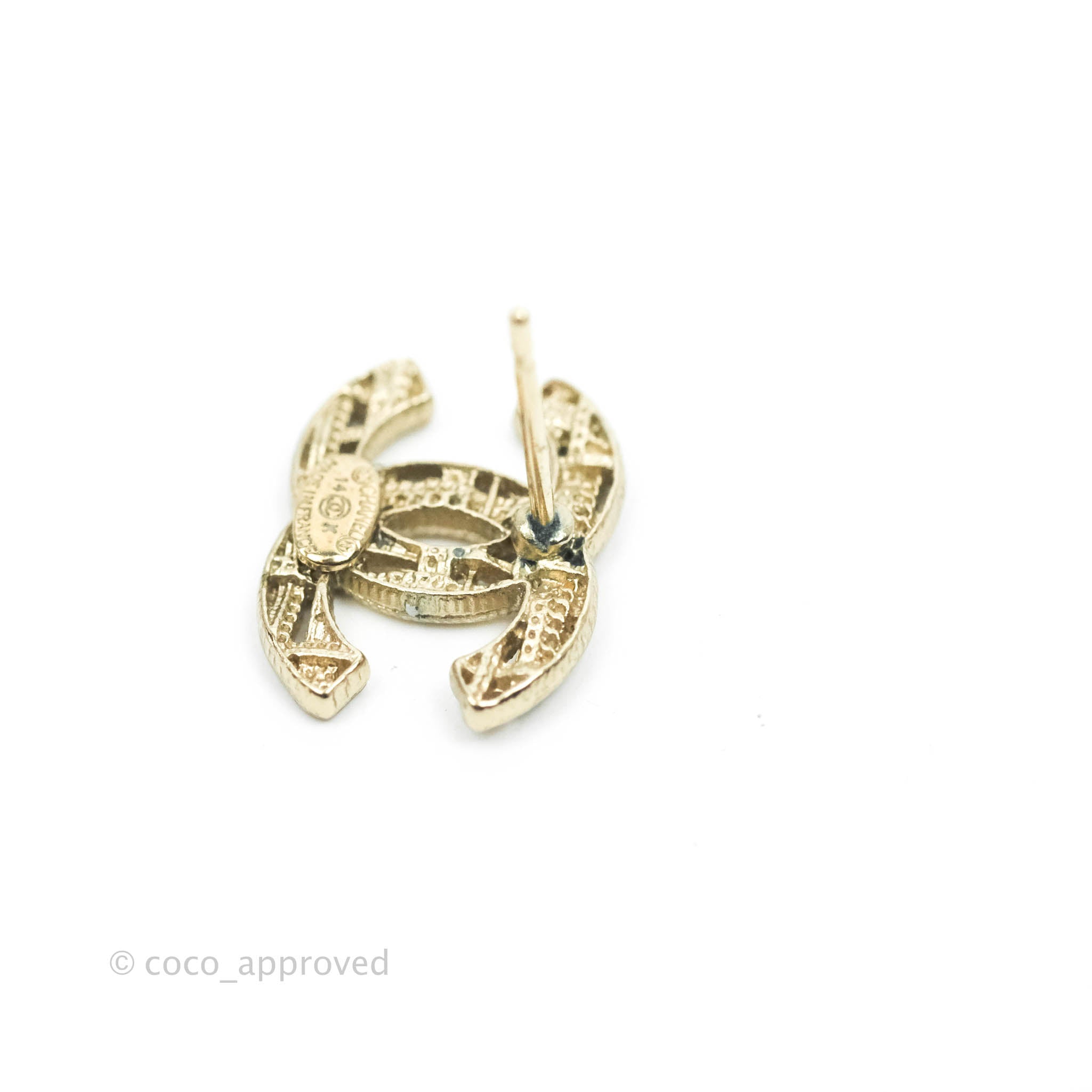 Chanel CC Logo Earrings 14K Gold Plated - Elegant Luxury Jewelry for Women, Perfect for Parties, Weddings & Special Occasions