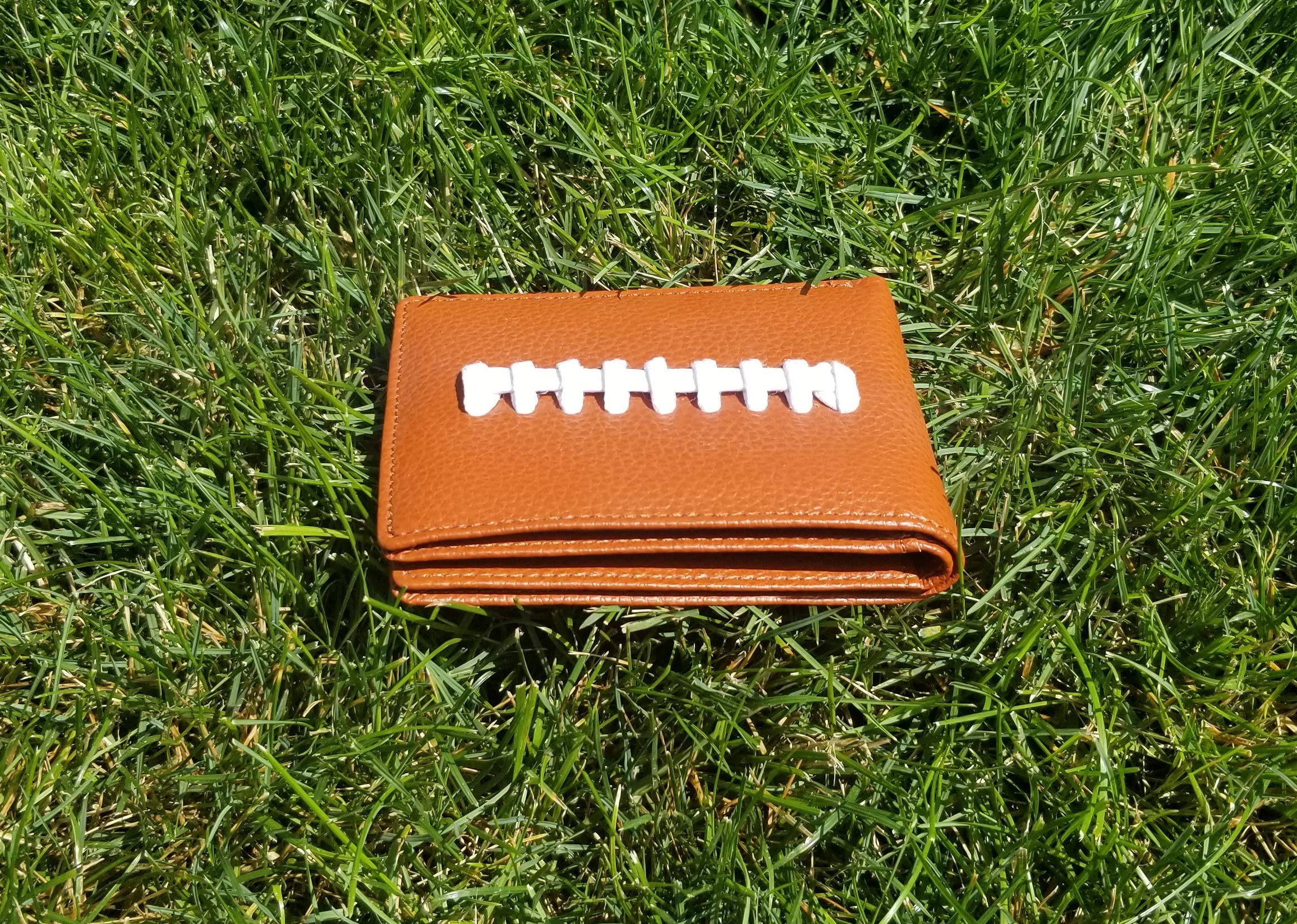 Premium Genuine Leather Bi-Fold Football Wallet for Men - RFID Blocking Slim Wallet with Card Slots & ID Window - Perfect Gift for Sports Fans & Everyday Carry