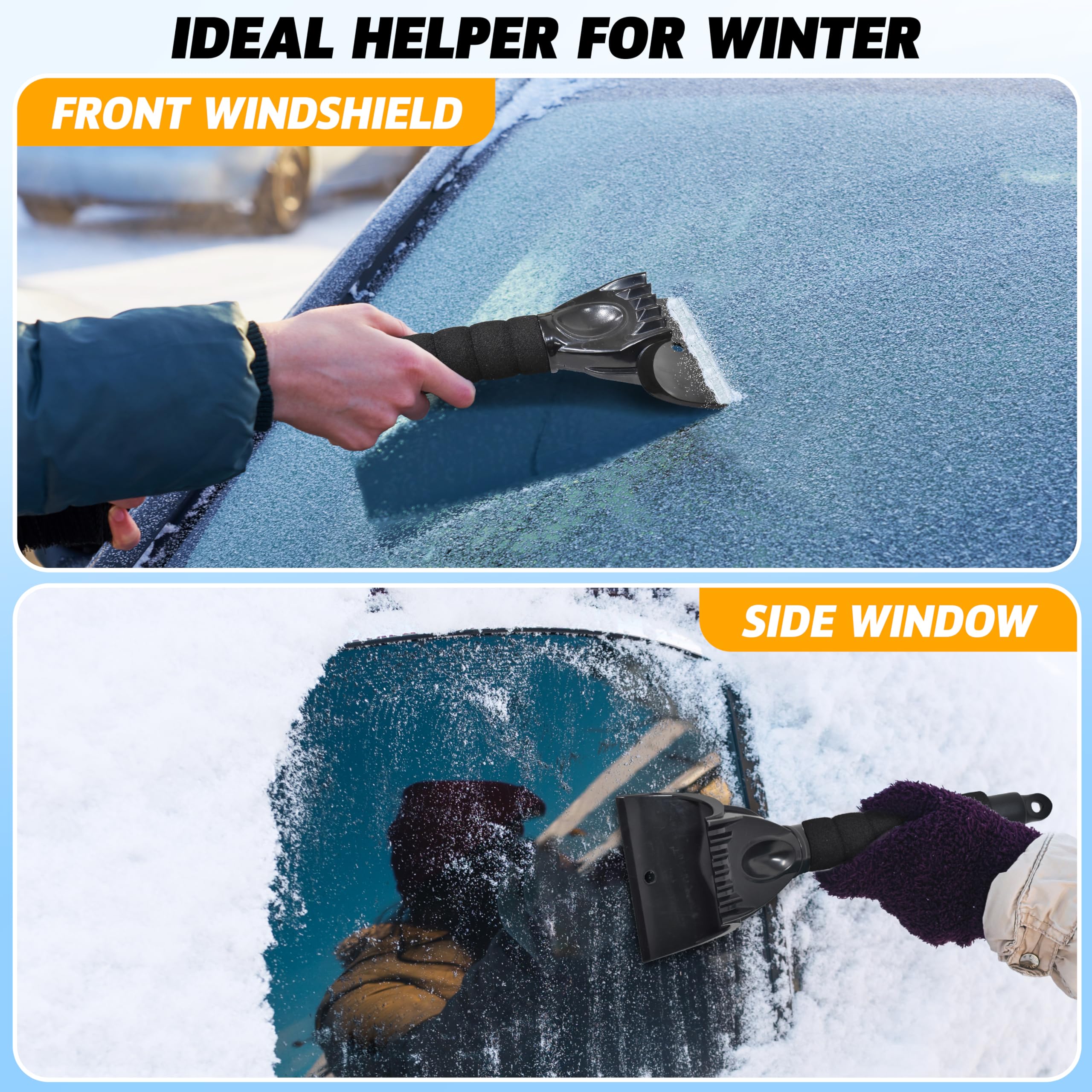 EcoNour Car Windshield Ice Scraper (1 Pack) - Heavy Duty Snow and Frost Remover for Winter - Essential Car Snow Accessories for Safe Winter Driving & Parking
