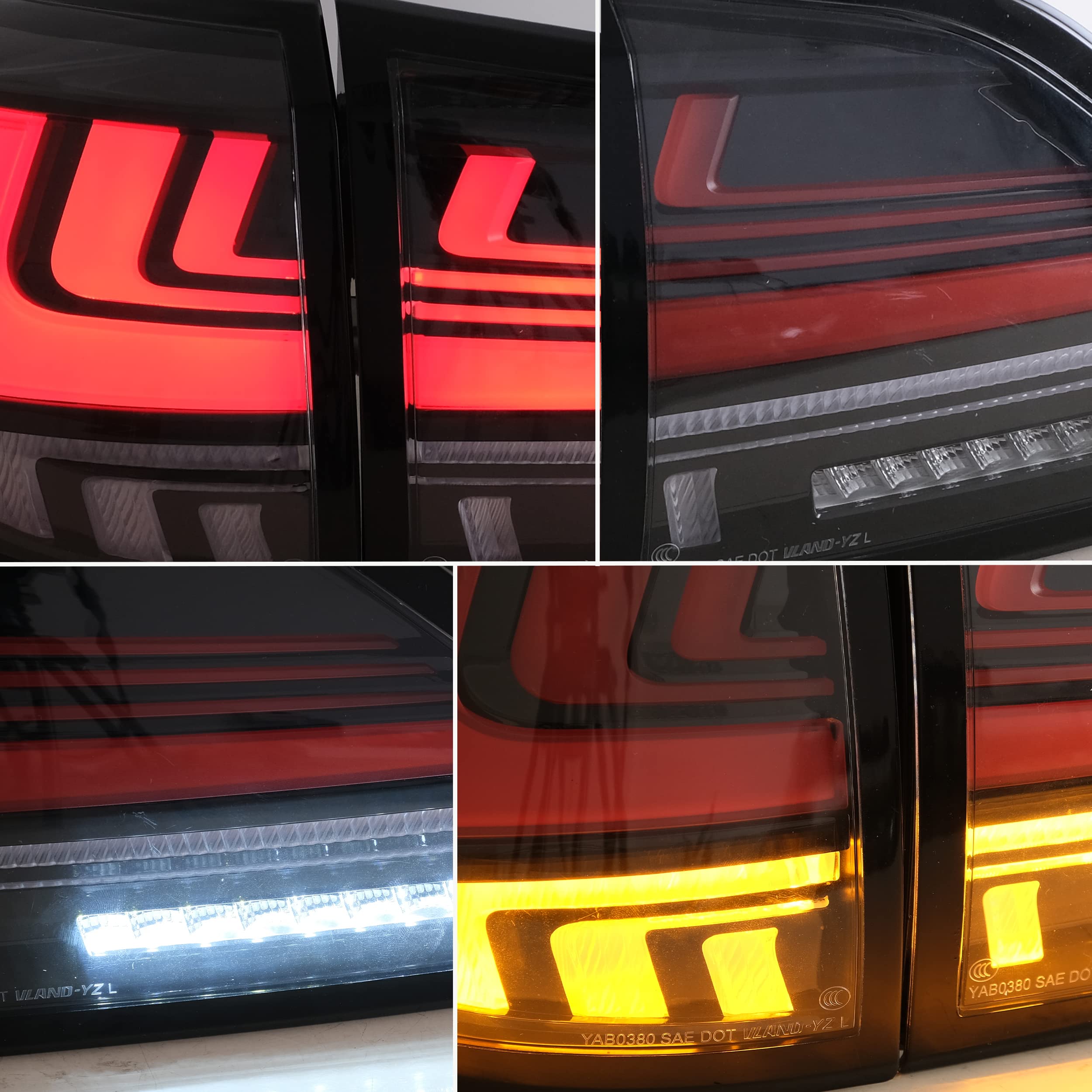 VLAND LED Tail Lights Assembly for Lexus RX 2009-2014 - Dynamic Start-up Animation DRL, Sequential Turn Signals, Red Lens with Fog Lights - Perfect for Car Customization & Night Driving Safety