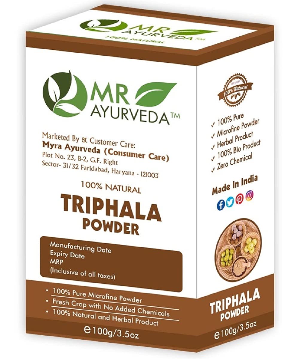Organic Triphala Powder for Hair, Skin & Face - 100% Natural Ayurvedic Herbal Supplement (100g) | Supports Digestion, Detox & Glowing Skin | Perfect for Daily Wellness Routine & Ayurvedic Remedies