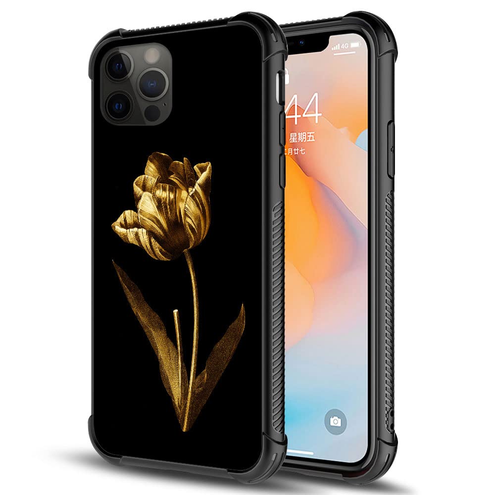 DAIZAG iPhone 13 Pro Max Case - Shockproof TPU Cover with All-Round Protection | Anti-Scratches & Durable Design | Perfect for Men & Women (Golden Rose Art) | Ideal for Daily Use, Travel & Outdoor Activities