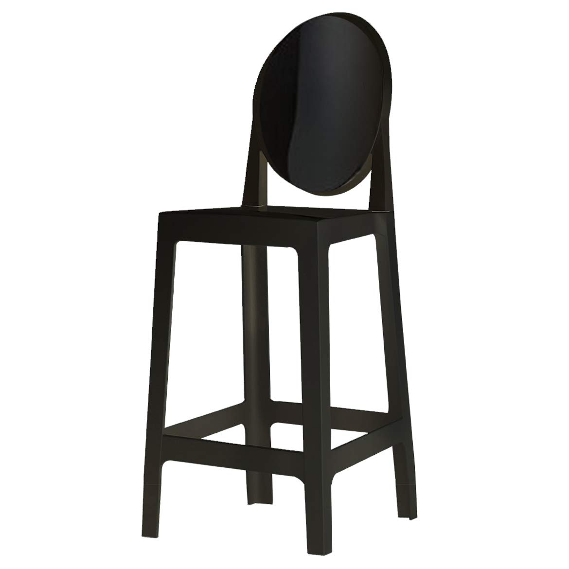 Modern Contemporary Acrylic Lucite Clear Counter Stool with Back - Black Kitchen Bar Stool for Dining Counter, Breakfast Nook & Home Decor - Set of 1