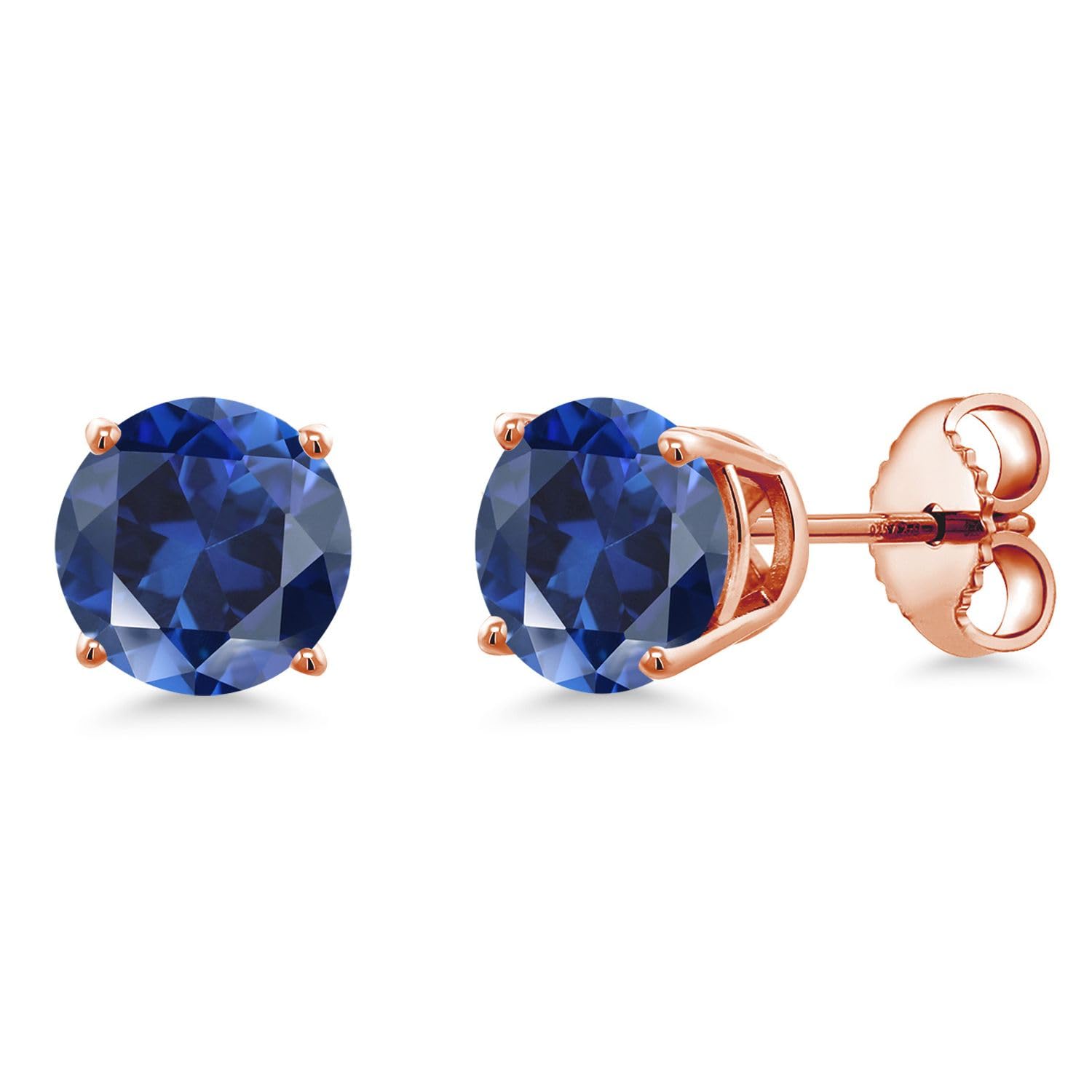 18K Rose Gold Plated Silver 6MM Round Birthstone Stud Earrings for Women & Men | Gemstone Jewelry Gift for Birthday, Anniversary & Special Occasions | Elegant Everyday Wear & Party Accessories