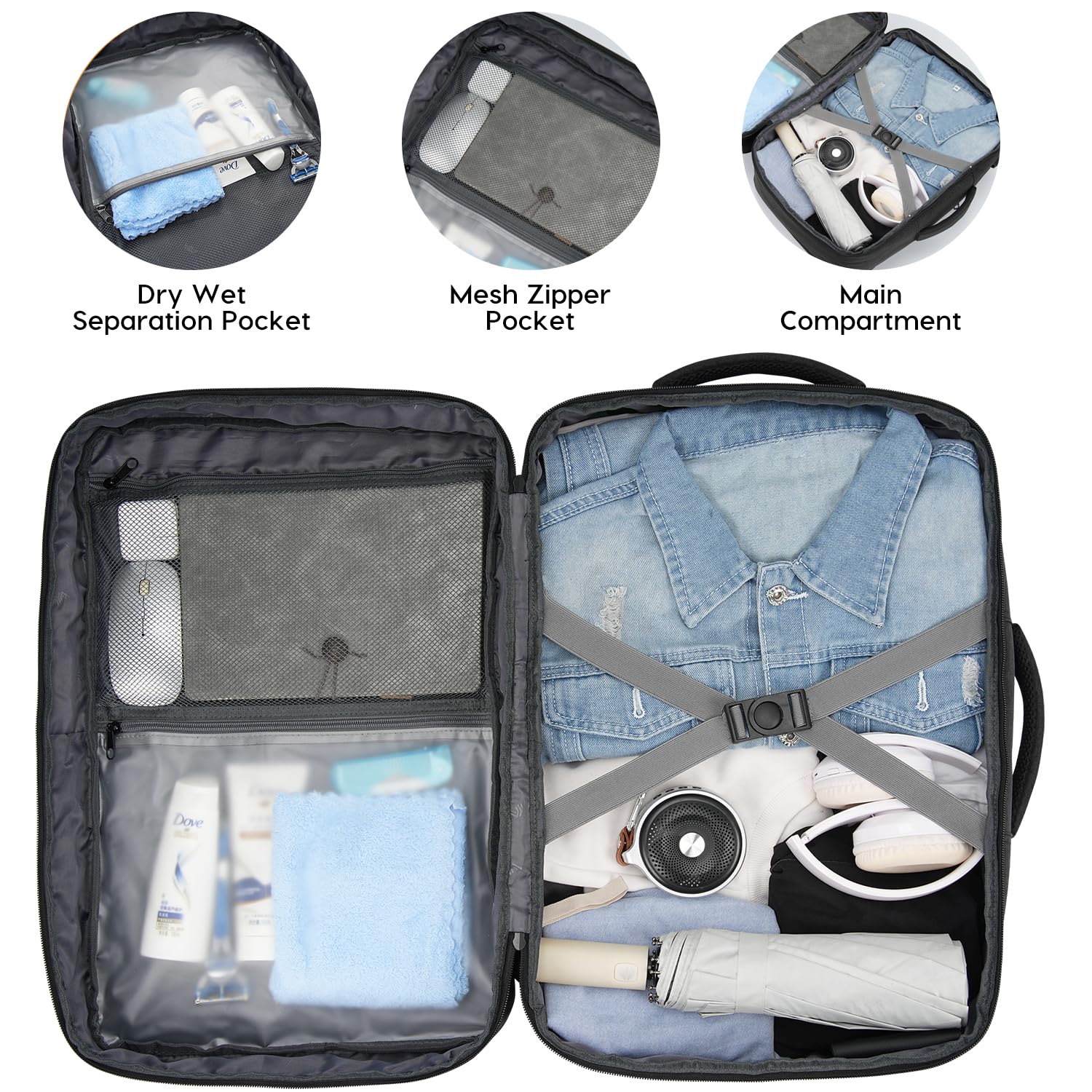 YAMTION 42L Expandable Carry-On Backpack - Extra Large Travel Backpack for Airplane, College, Business & University | USB Charging Port | Weekender Bookbag for Adults | Perfect for Commuting, Weekend Trips & Business Travel