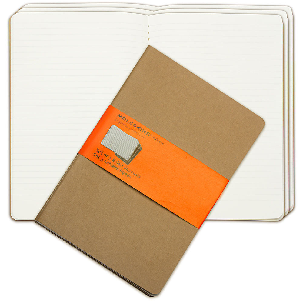 Premium Moleskine Ruled Cahier Journal Set - 3 Pack with Durable Cardboard Cover for Note Taking, Sketching & Daily Planning | Perfect for Students, Artists & Professionals