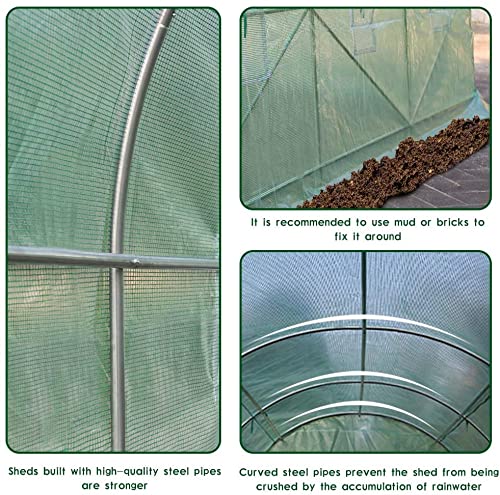 Large Walk-in Greenhouse for Outdoor Gardening - Heavy Duty Steel Frame with Observation Windows & Roll-up Zipper Door - Ideal for Seedlings, Flowers & Plants - Perfect for Backyard, Patio & Urban Farming