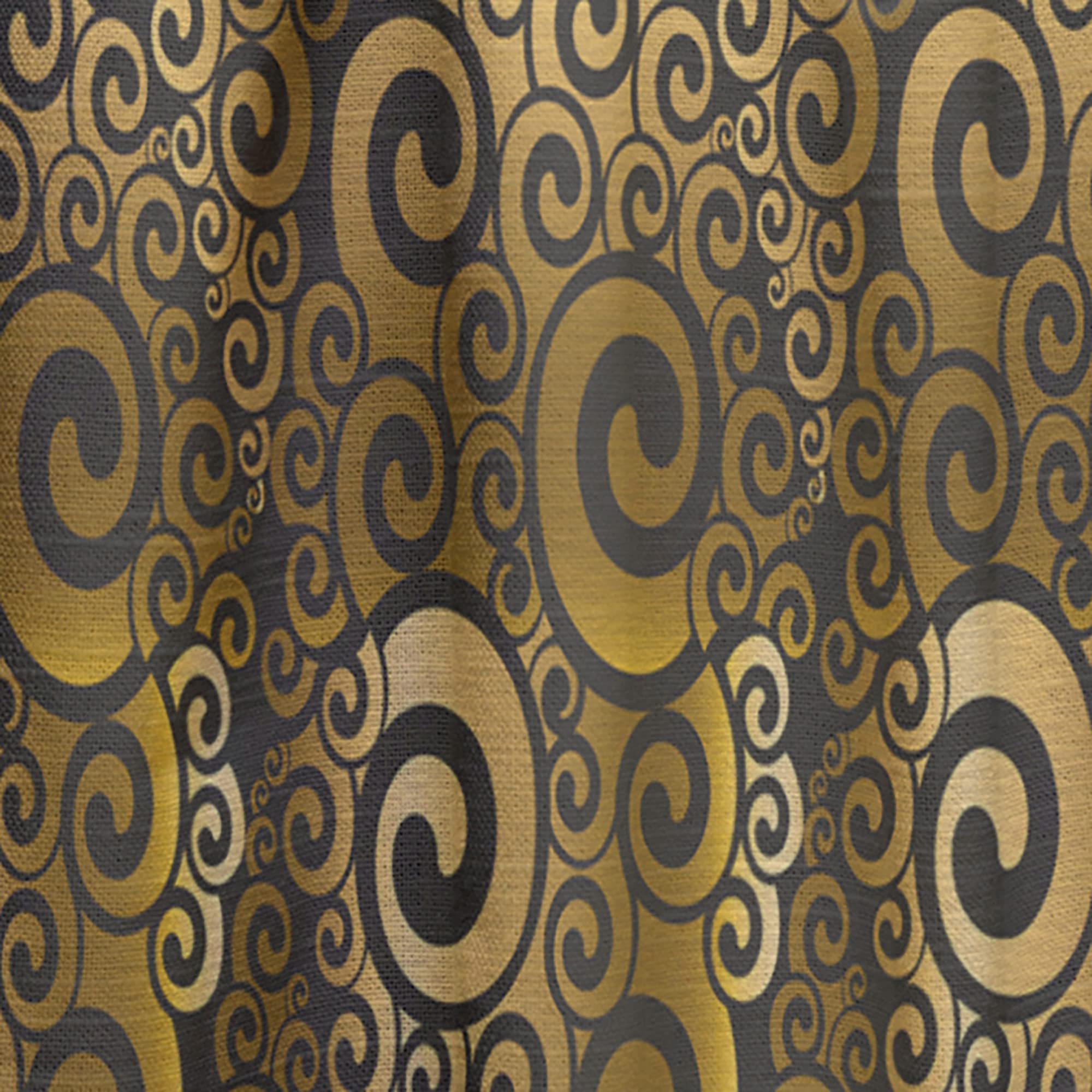 DesignQ Gold & Black Swirl Thermal Insulated Curtains - Single Panel 52x90 Inches - Elegant Drapes for Bedroom & Living Room - Perfect for Energy Saving & Light Blocking