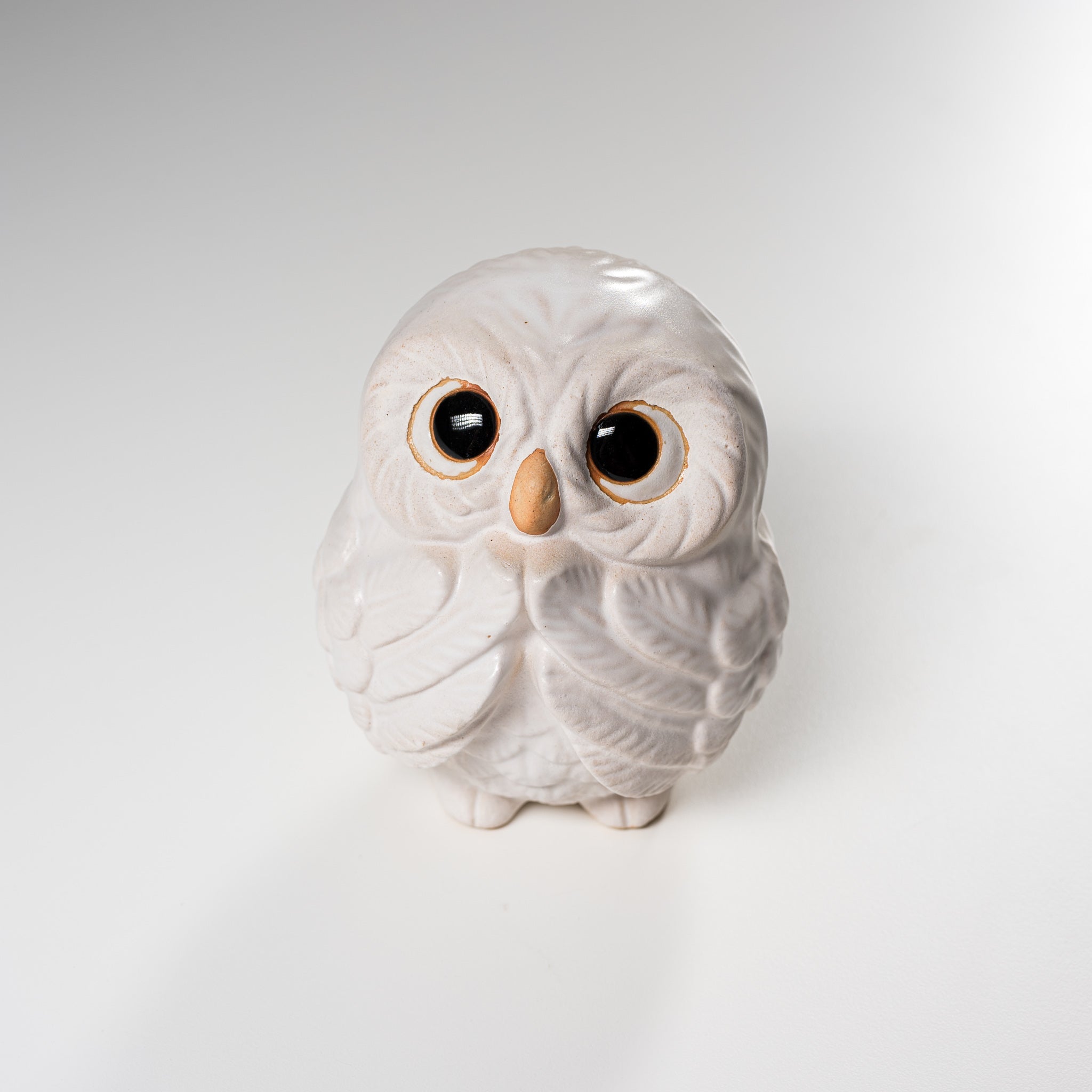 Shigaraki Ware Lucky Owl Ornament - 12cm Charming White Japanese Ceramic Figurine for Home Decor, Office Feng Shui & Gift Giving