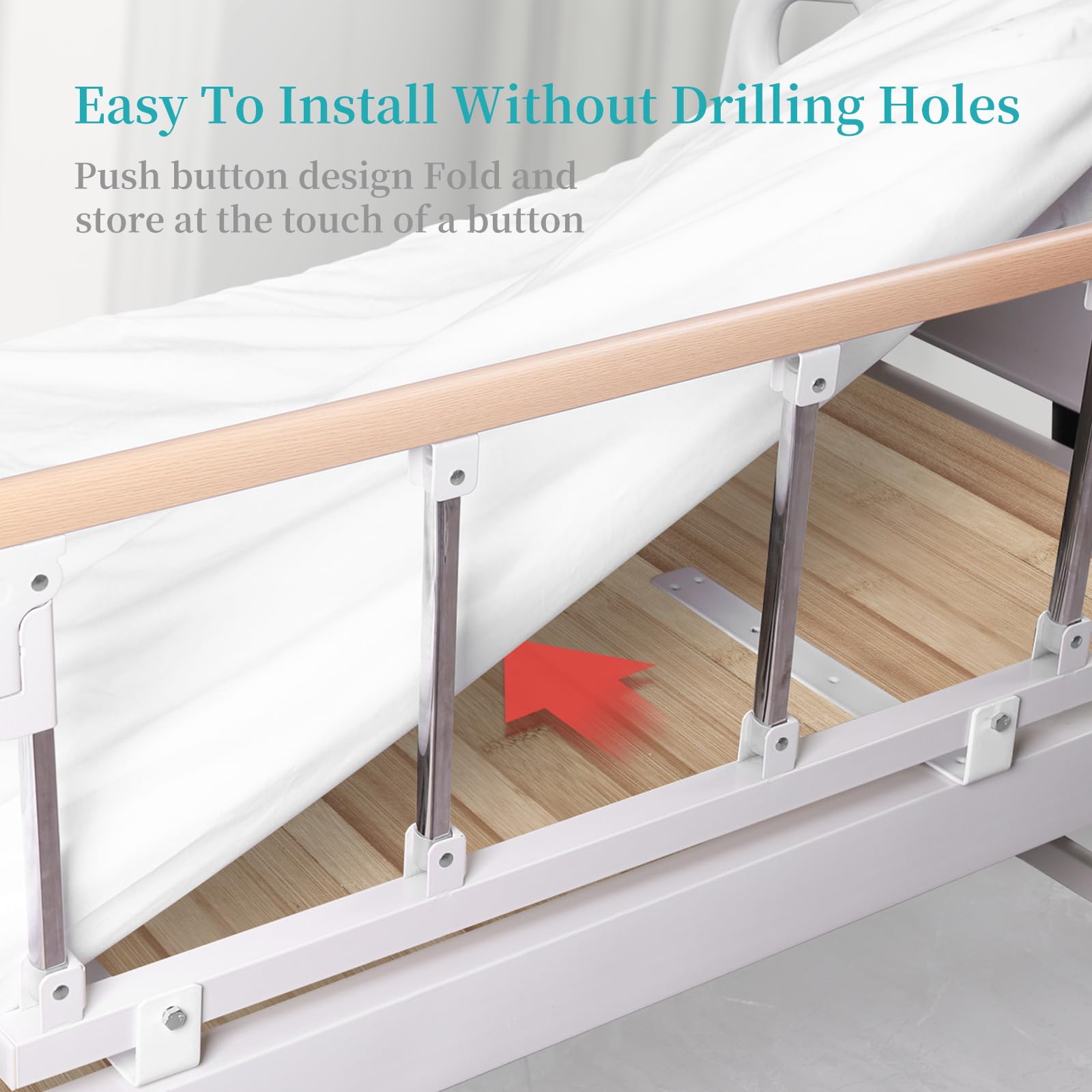 Lefeke Adjustable Bed Rails for Elderly Adults - Folding Safety Bed Assist Handle, Collapsible Bed Guard Rail for Seniors to Prevent Falling Out of Bed - Perfect for Home Care, Hospital & Nursing Home Use