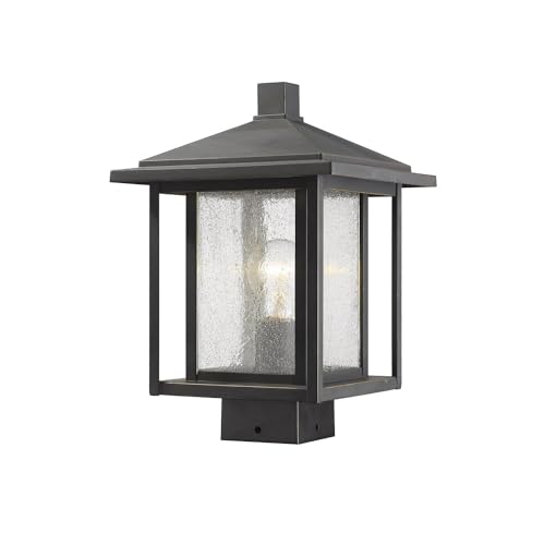 Z-Lite 554PHMS-ORB 1 Light Outdoor Post Mount Fixture in Oil Rubbed Bronze - Perfect for Porch, Patio, and Garden Lighting