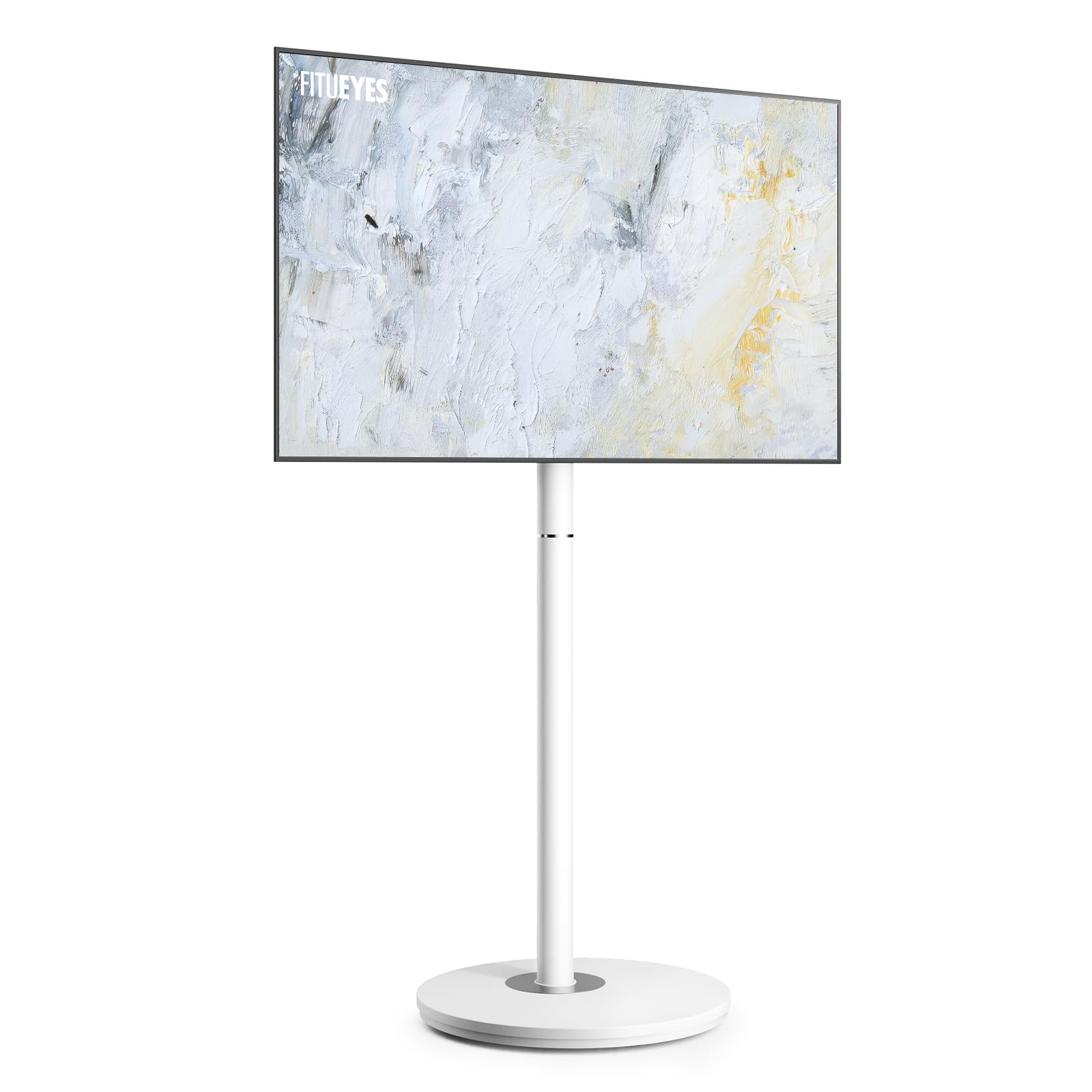 FITUEYES Mobile Rolling TV Stand Cart for 32-65 Inch TVs - Adjustable Modern Corner TV Floor Stand with Wheels - Fits VESA 400x400mm - White Master Series - Perfect for Living Rooms, Bedrooms & Home Theaters