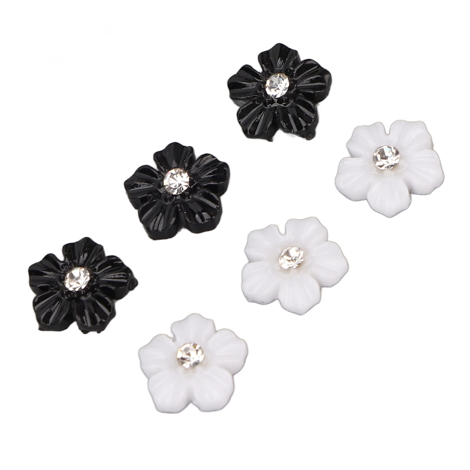 3D Flower Nail Art Decorations - Resin Black & White 5-Petal Nail Stickers for DIY Manicure, Salon Use, Wedding & Party Nail Designs - Perfect for Home, Professional Performances and Special Occasions