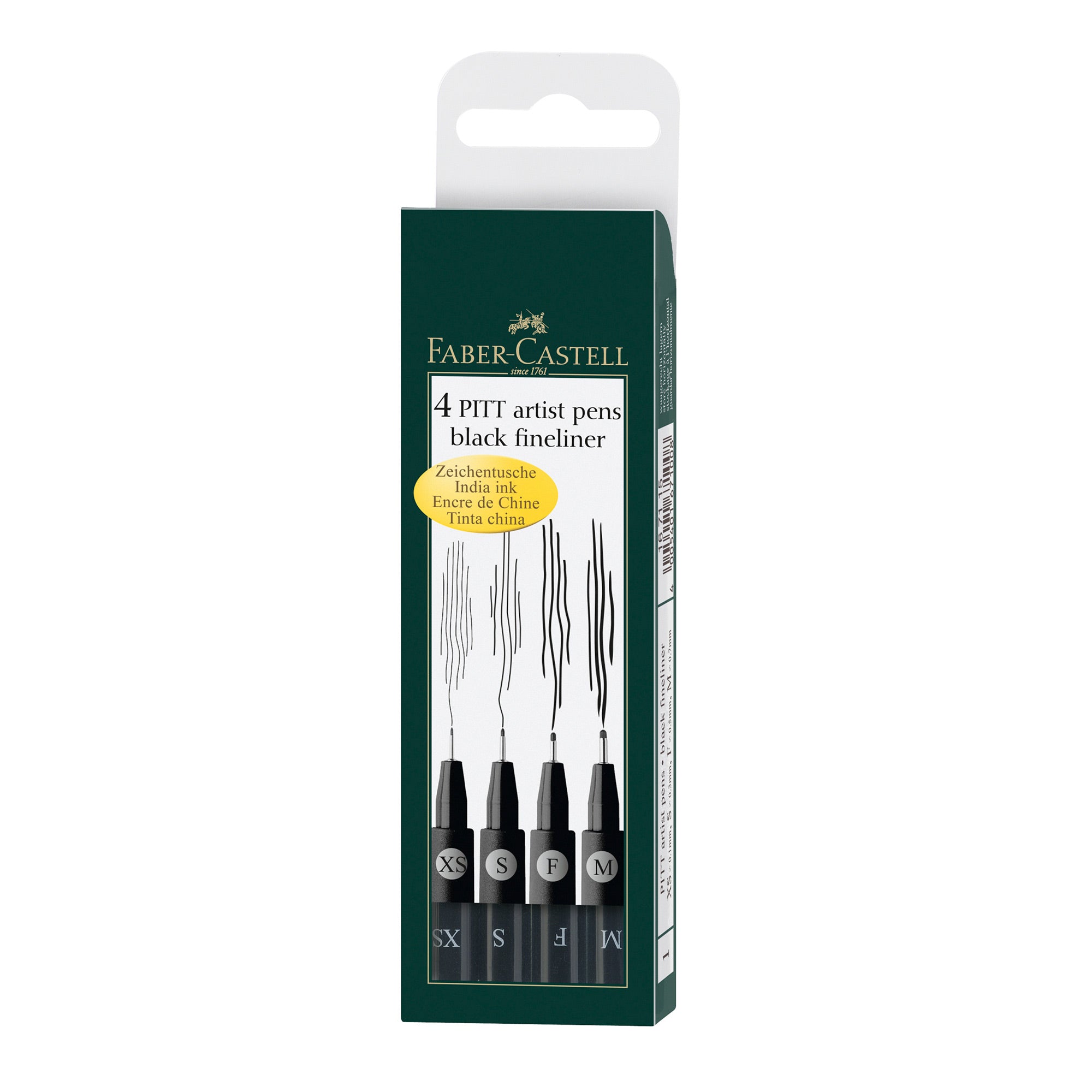 4 Pack PITT Artist Pens - Extra Small, Small, Fine & Firm Nib Black Ink - Perfect for Sketching, Calligraphy, and Illustration Art