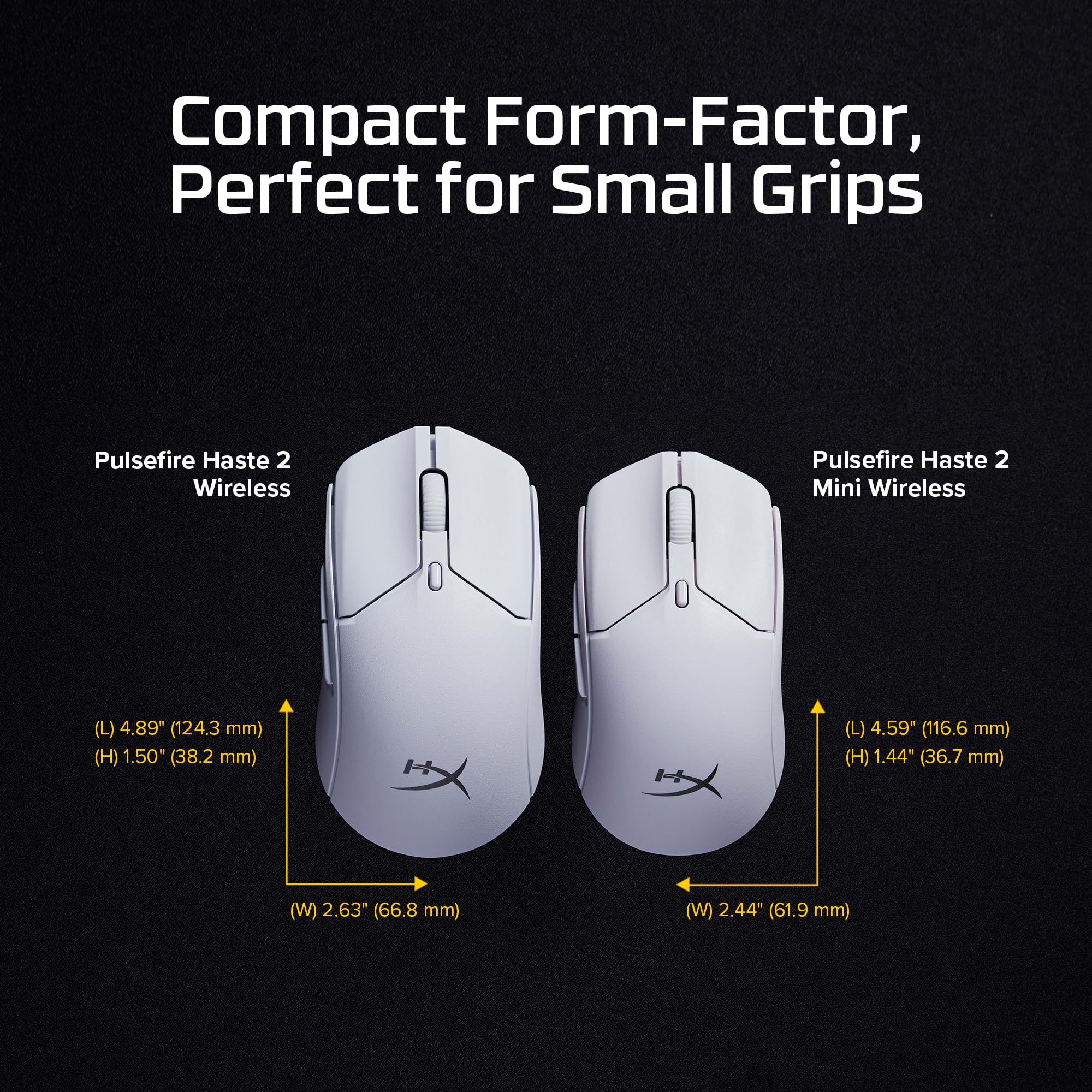 HyperX Pulsefire Haste 2 Mini Wireless Gaming Mouse - Ultra Lightweight Bluetooth & 2.4GHz for PC - Perfect for FPS, MOBA & Esports Gaming (Black)