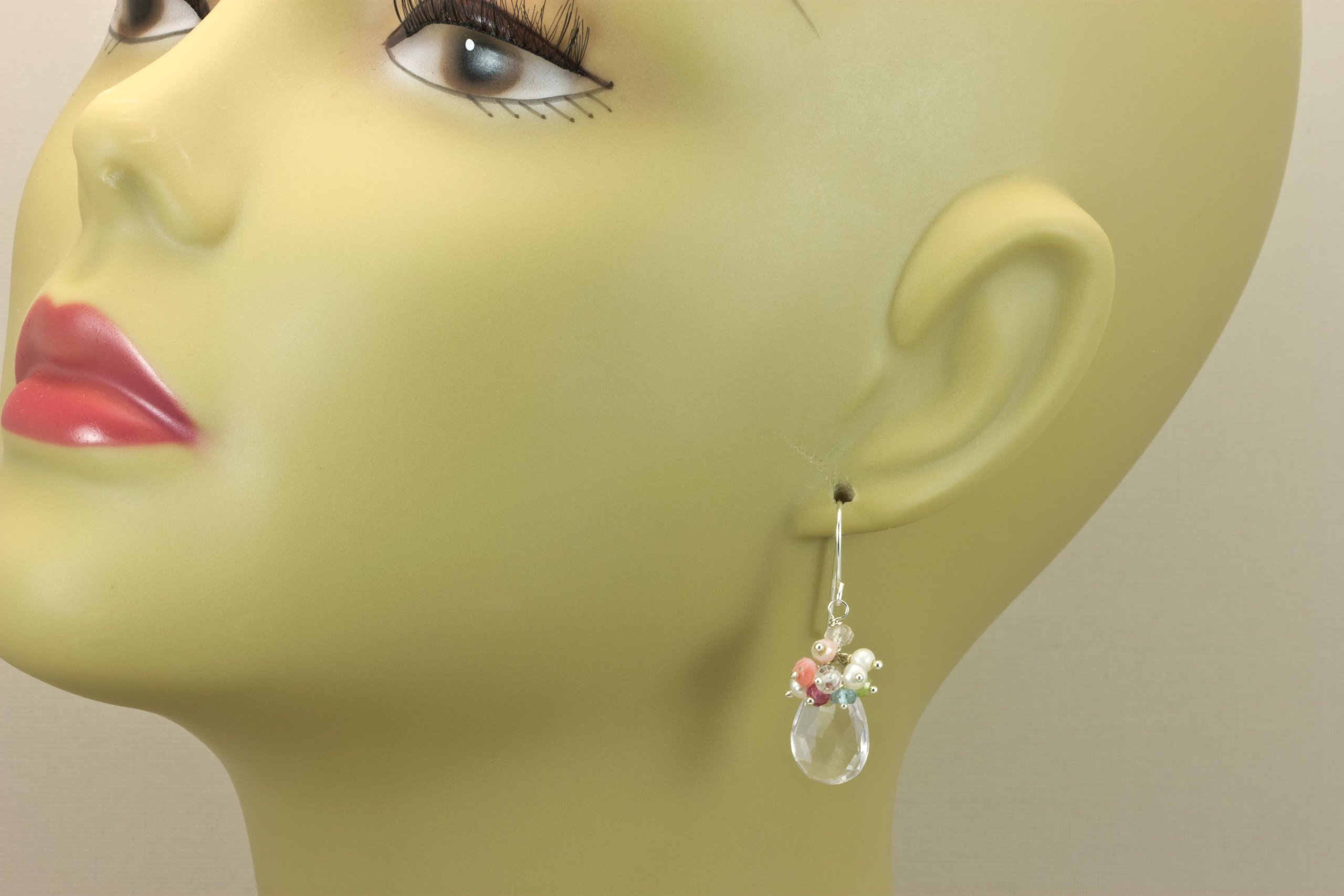 Sterling Silver Pink Amethyst Earrings - Dainty Cluster Style with Colorful Gemstones & Silvertone Wire Accents | Perfect for Weddings, Parties & Everyday Elegance